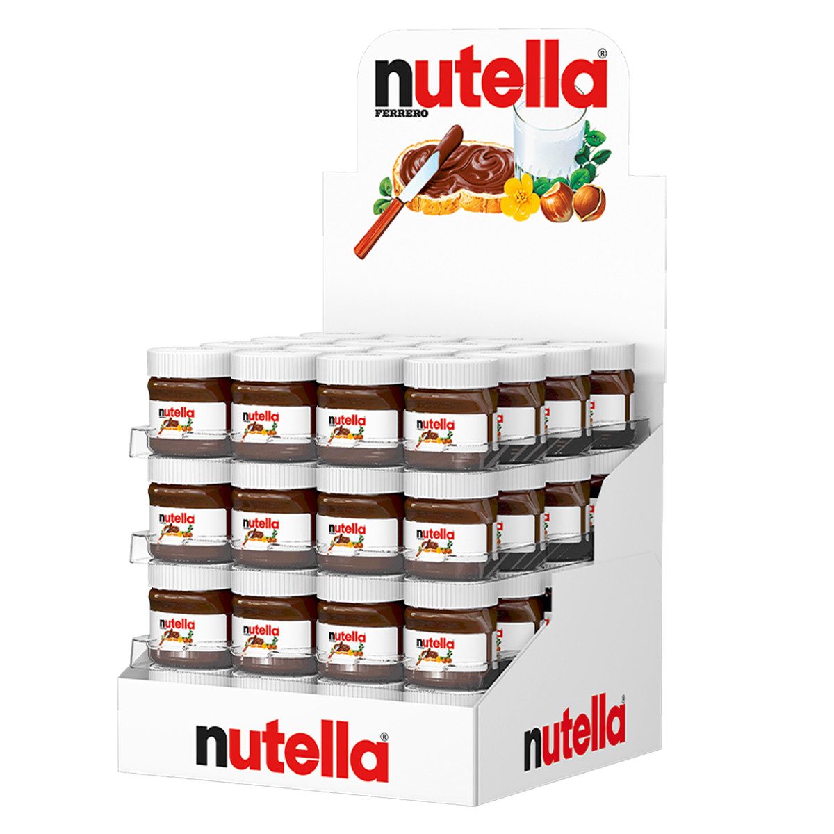 nutella Schokoaufstrich, Nutella Miniglas Nuss Nougat Creme Brotaufstrich 25g 64er Pack
