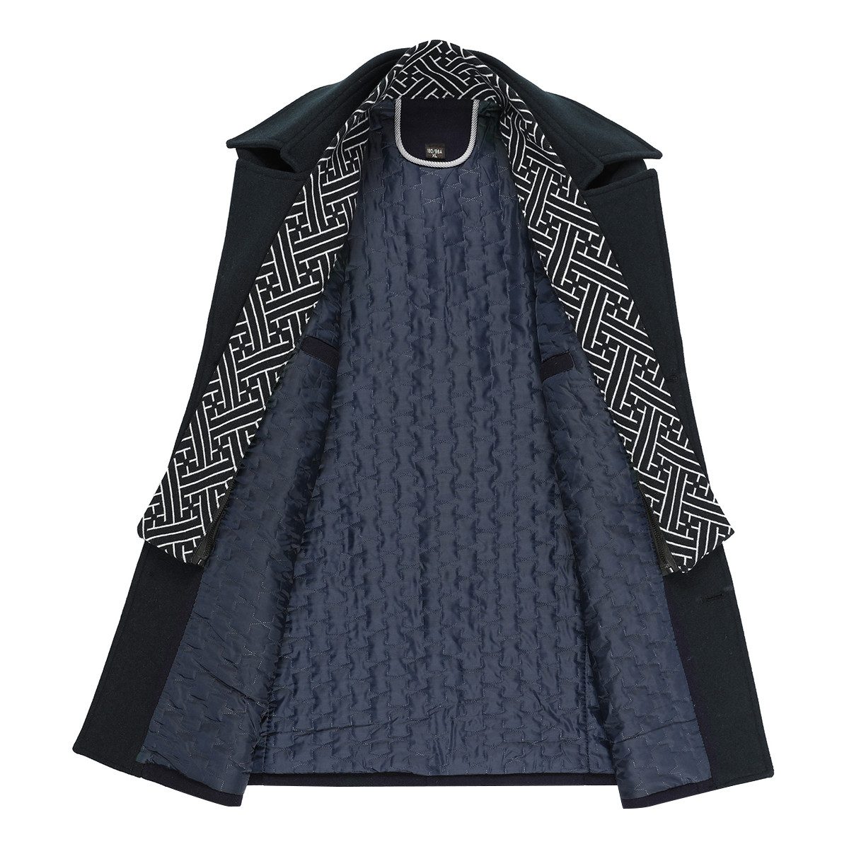 Allthemen Kurzmantel mit abnehmbarem Fake-Kragen Wintermantel Herren Wollmantel