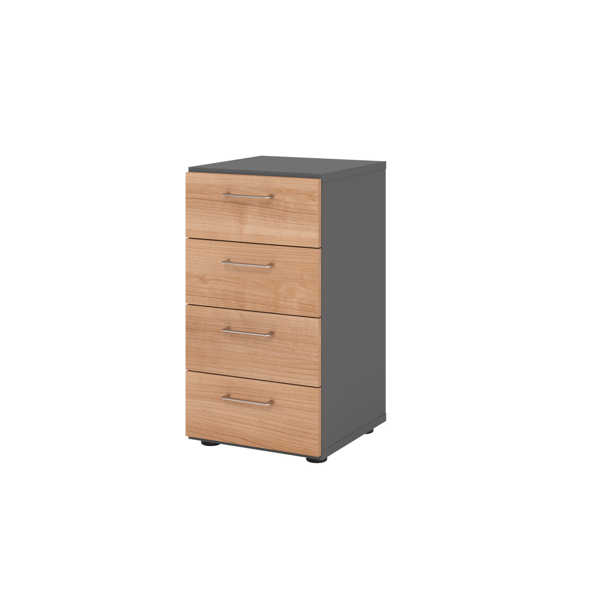 Hängeschuhschrank Regal 2OH 4 Schübe graphit/Nussbaum