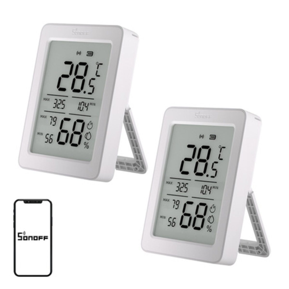 Sonoff SONOFF ZigBee SNZB-02DR2 Temperatur- und Feuchtigkeitssensor, 2er-Pack Smart-Home-Zubehör