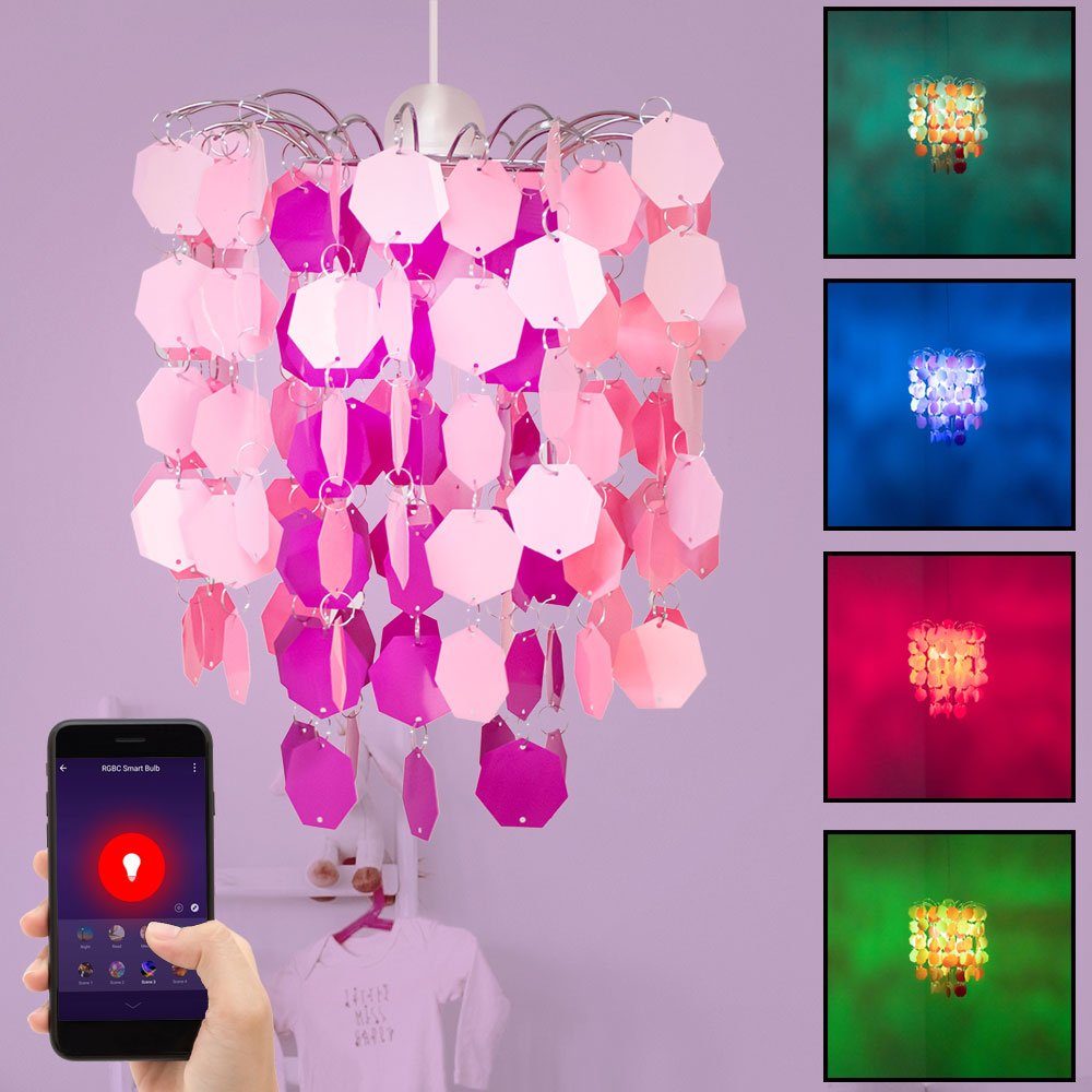 LED Decken Pendel Leuchte Mädchen Kinder Spiel Zimmer Design Hänge Lampe silber 