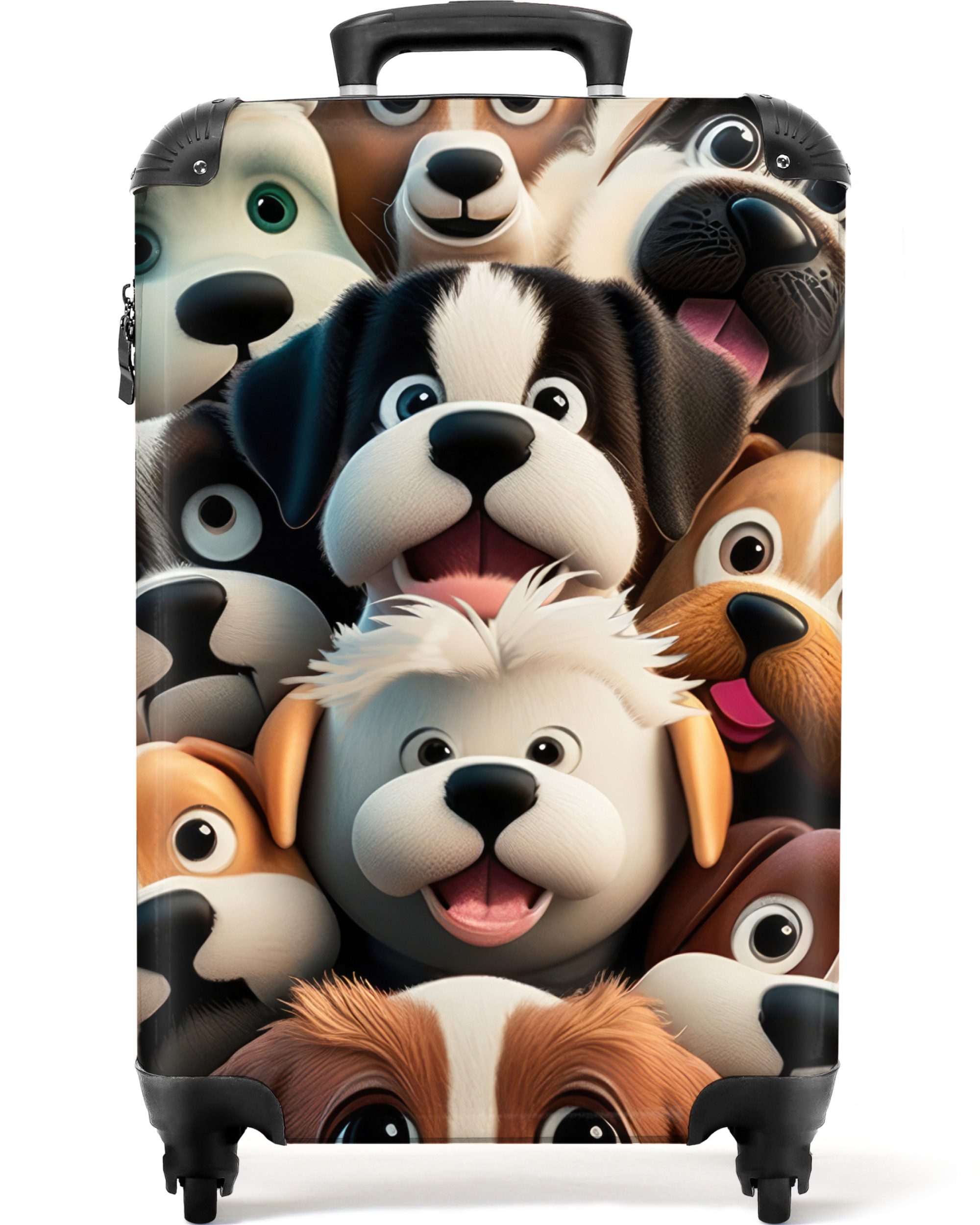 NoBoringSuitcases.com© Kinderkoffer Hund - Tiere - Muster - Braun - Mädchen - Jungen 55x35x20cm, 4 Rollen, Kinder Чемоданы Klein, Trolley Handgepäck, Reisekoffer