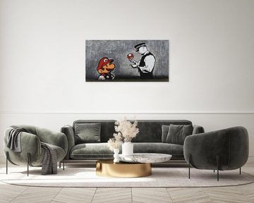 KUNSTLOFT Gemälde Banksy's Police Control 120x60 cm, Leinwandbild 100% HANDGEMALT Wandbild Wohnzimmer