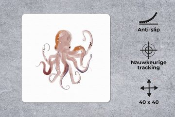 MuchoWow Gaming Mauspad Oktopus - Meer - Aquarell - Zeichnung (1-St), Mousepad mit Rutschfester Unterseite, Gaming, 40x40 cm, XXL, Großes