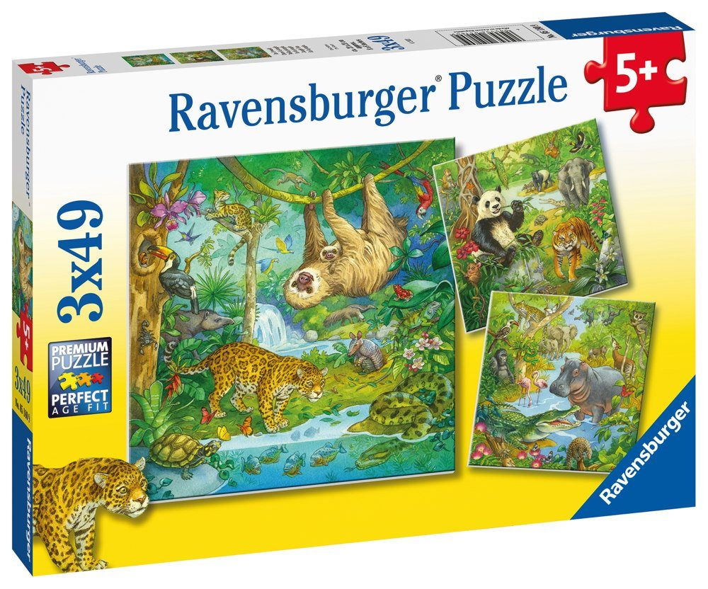 Puzzle 3 x 49 Teile Ravensburger Kinder Puzzle Im Urwald 05180