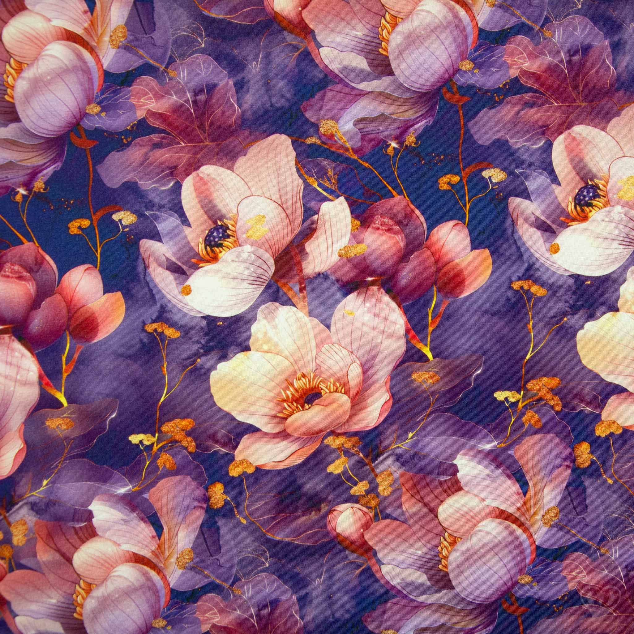 maDDma Stoff Viskose-Jersey (Bambuszellstoff) Poppy Flower Digitaldruck Meterware