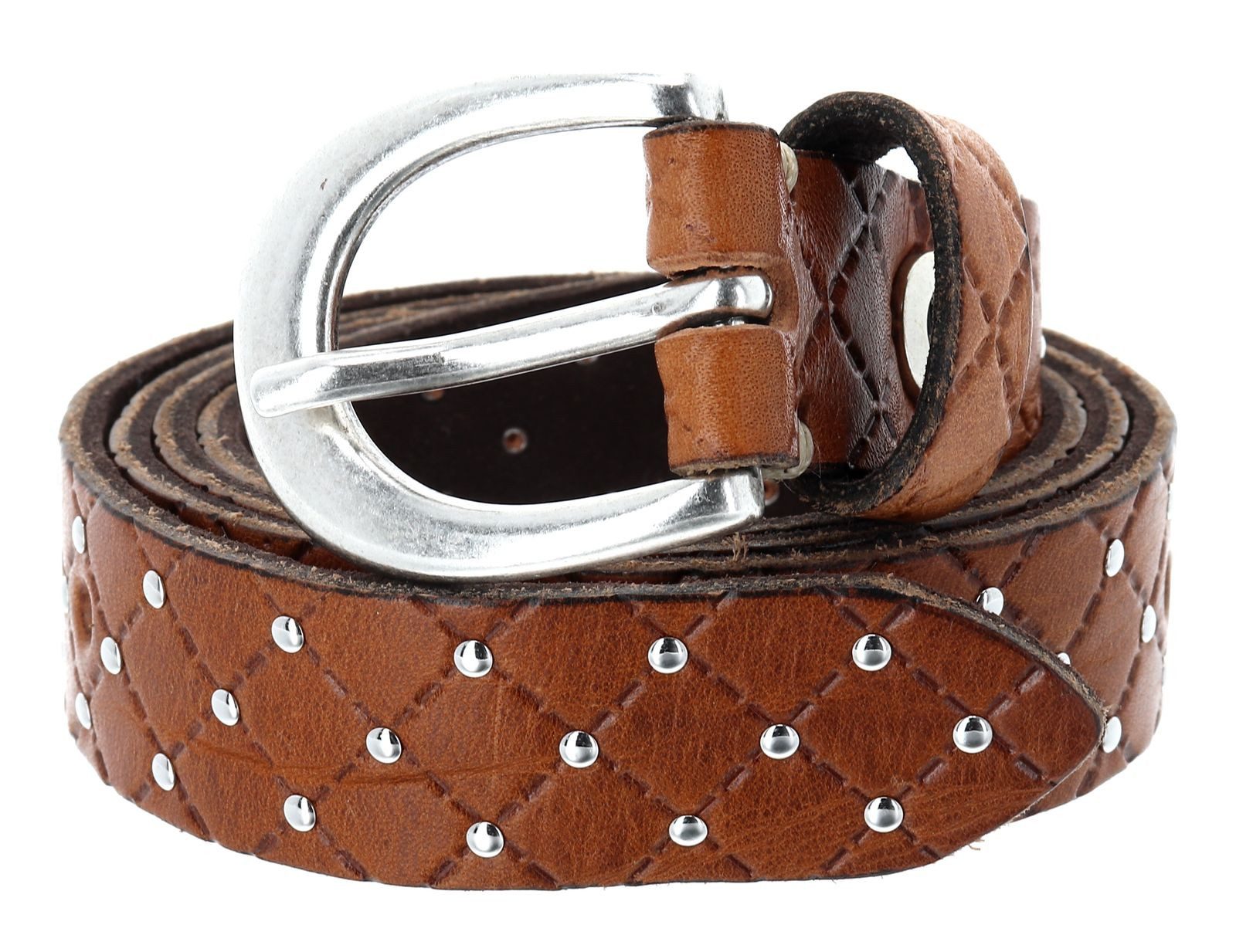 b.belt Ledergürtel Lilou Silver Leder-Nietengürtel aus echtem Leder
