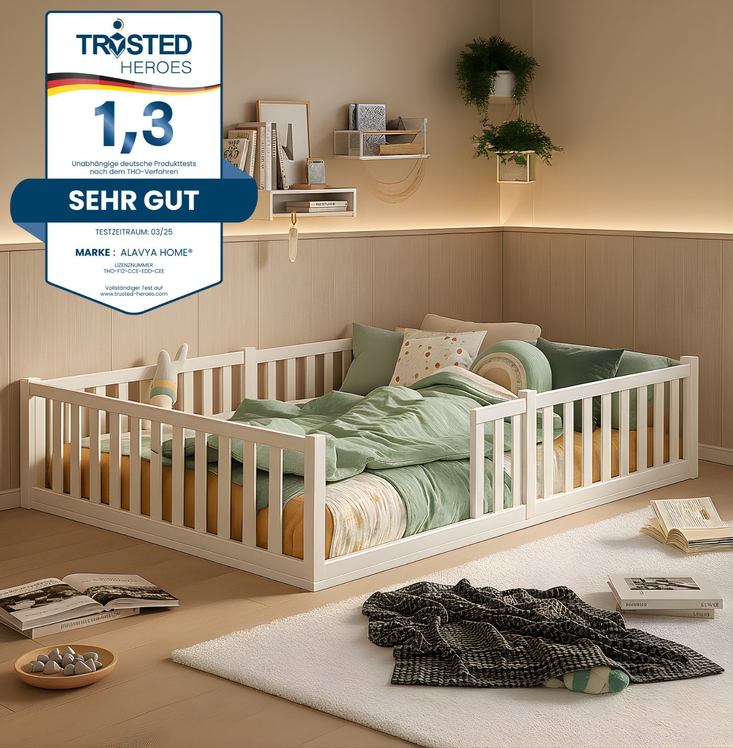 Alavya Home® Einzelbett Bodenbett TITAN aus Buchenholz – FSC® 100% zertifiz günstig online kaufen