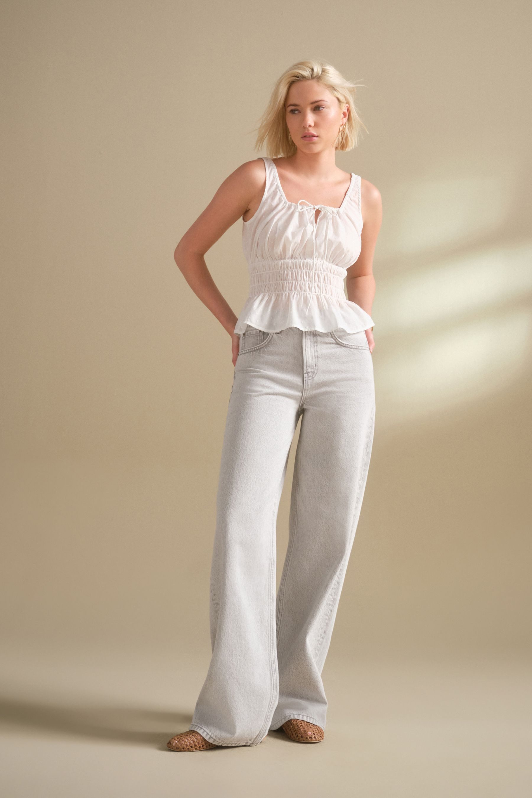 Next Weite Jeans Jeans mit weitem Hosenbein und Gürtel (1-tlg)