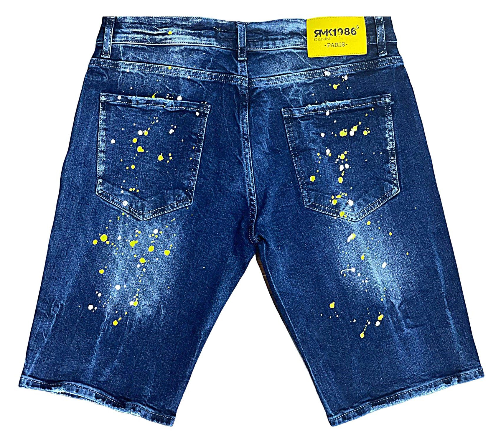 Farbspritzern Jeansshorts 5 Jeans mit short Blue RMK Pocket