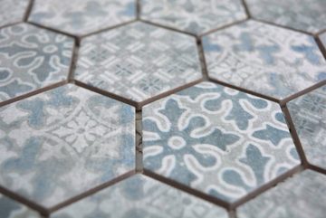 Mosani Mosaikfliesen Keramikmosaik Mosaikfliesen blau matt / 10 Mosaikmatten