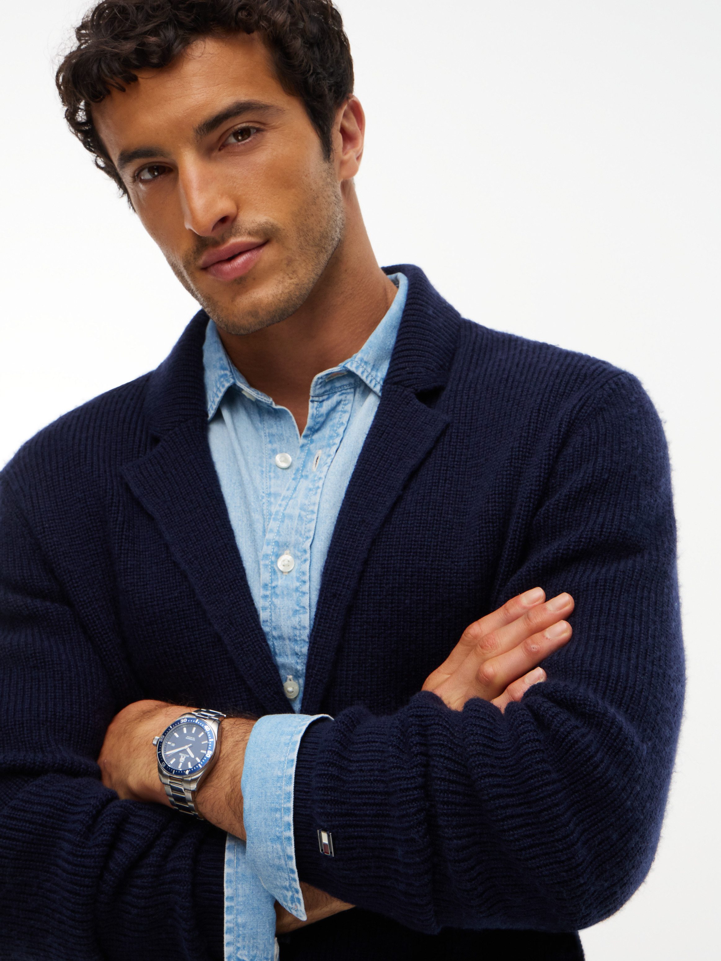 Tommy Hilfiger Cardigan NY KNITTED CARDIGAN im Sakko-Optik, normale Passform