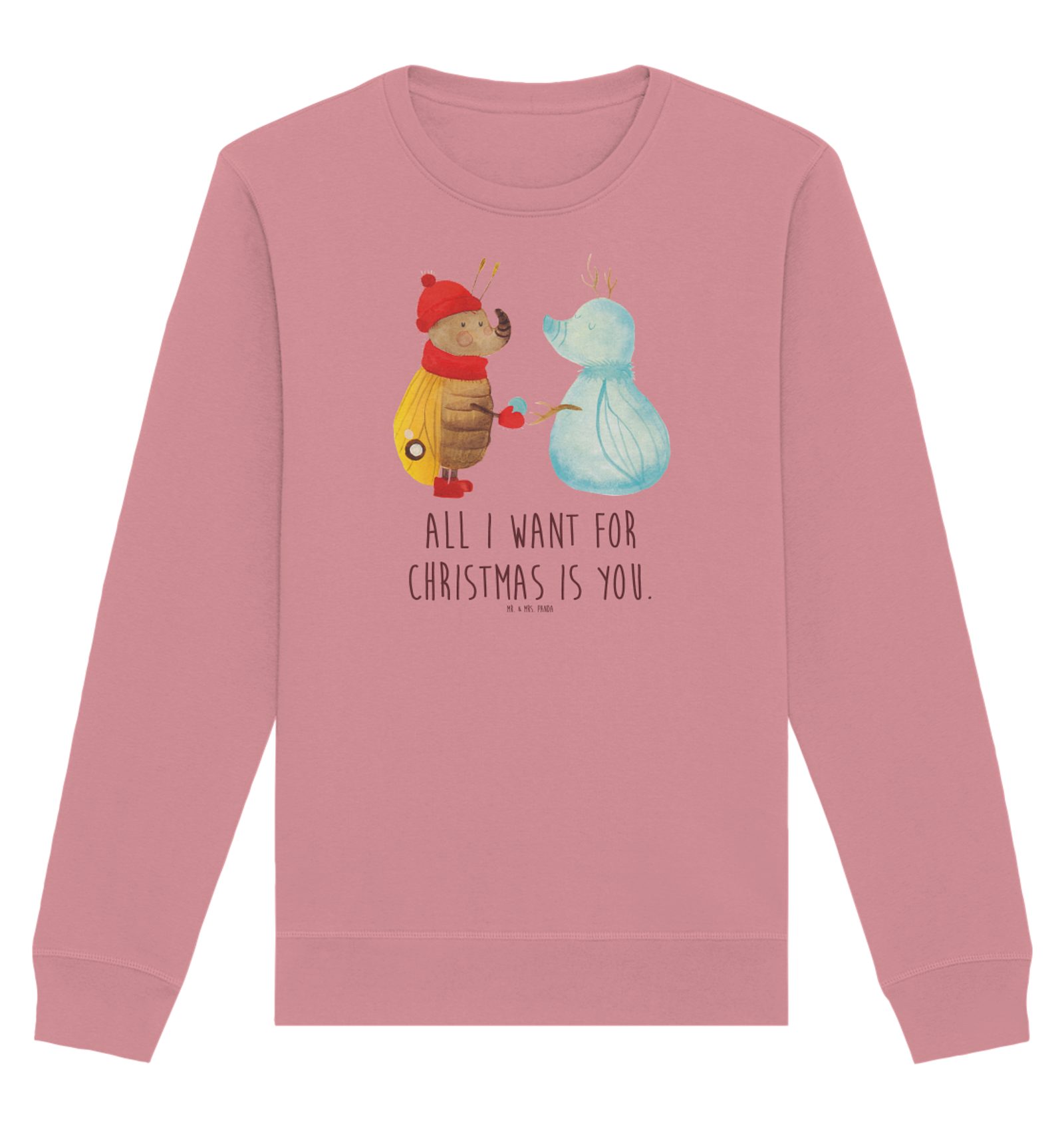 Longpullover Nachtfalter Schneemann Größe XXL - Canyon Pink - Geschenk, Schneemann