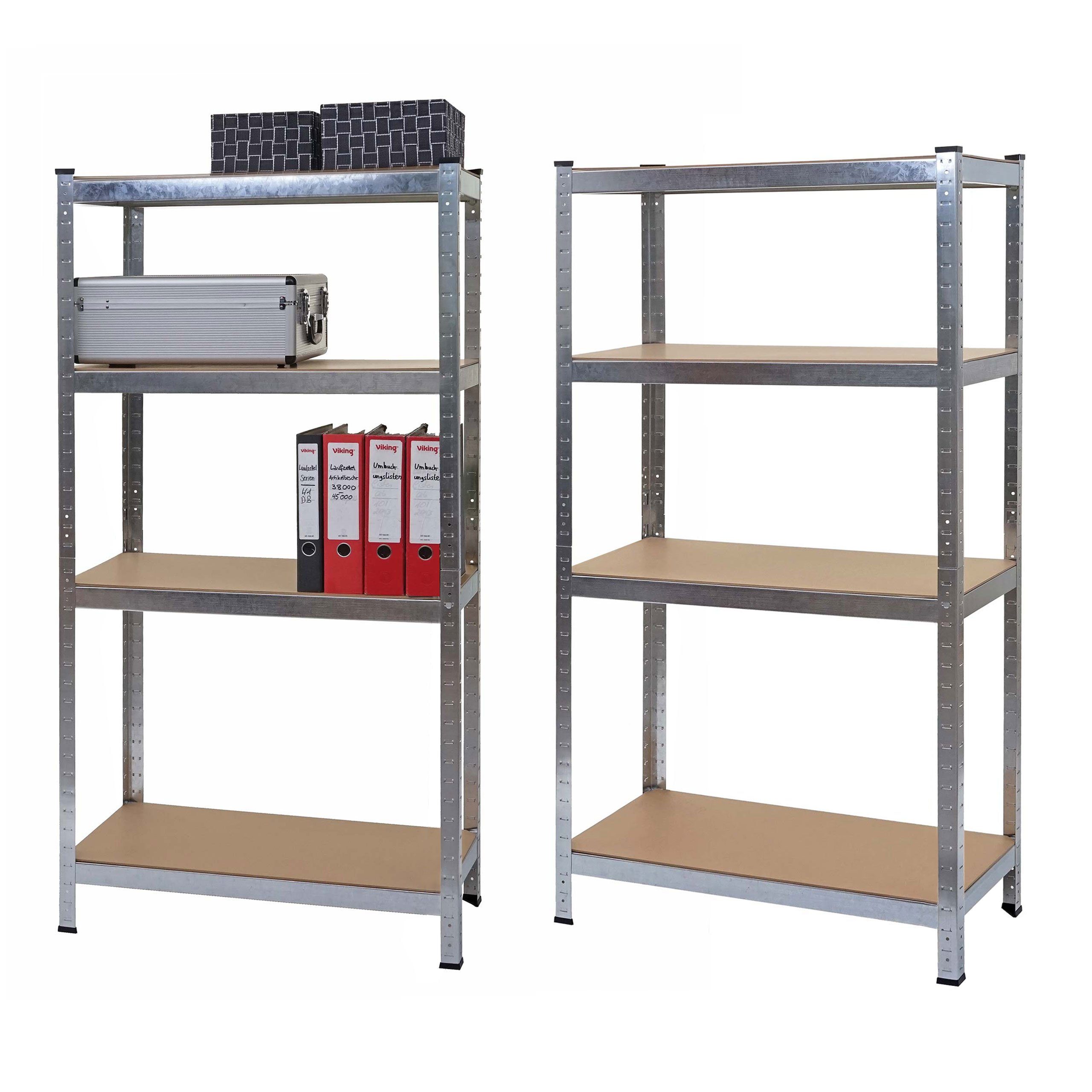 MCW Schwerlastregal MCW-D67-2, Set, Stecksystem, 4 Böden pro Regal, Ebenenhöhe ist individuell einstellbar