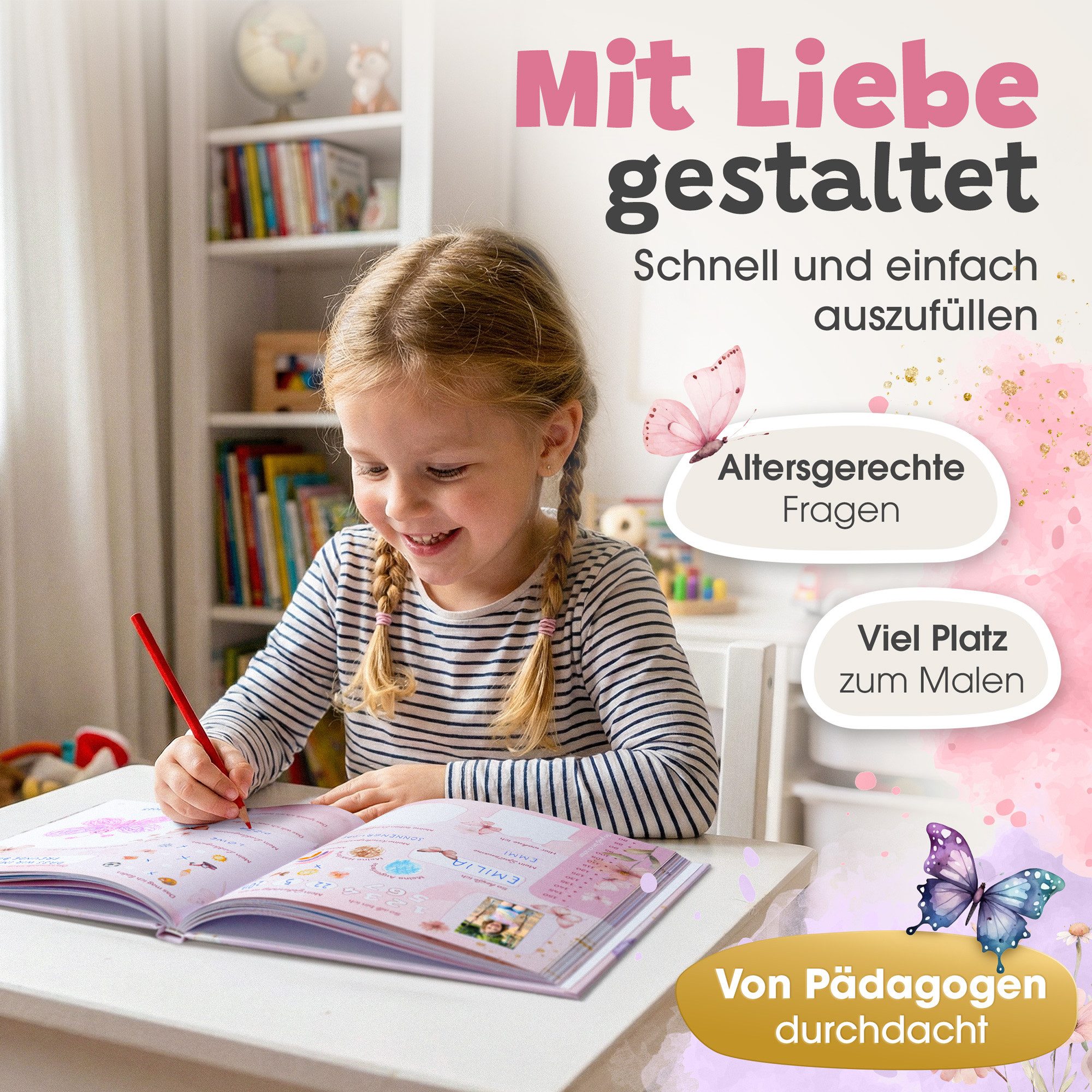 Eulentaler Freundebuch Kindergarten Einhorn I Von Erzieherinnen gestaltet I, Handgemalte Einhörner & Prinzessinnen I Kinderfreundliche Gestaltung – Bild 4 von 5