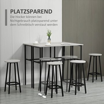 HOMCOM Bargruppe Bartisch-Set im Industriedesign, (Set, 6-tlg), 6-teilig Essgruppe 2 Bartisch mit 4 Stühlen Grau, Schwarz