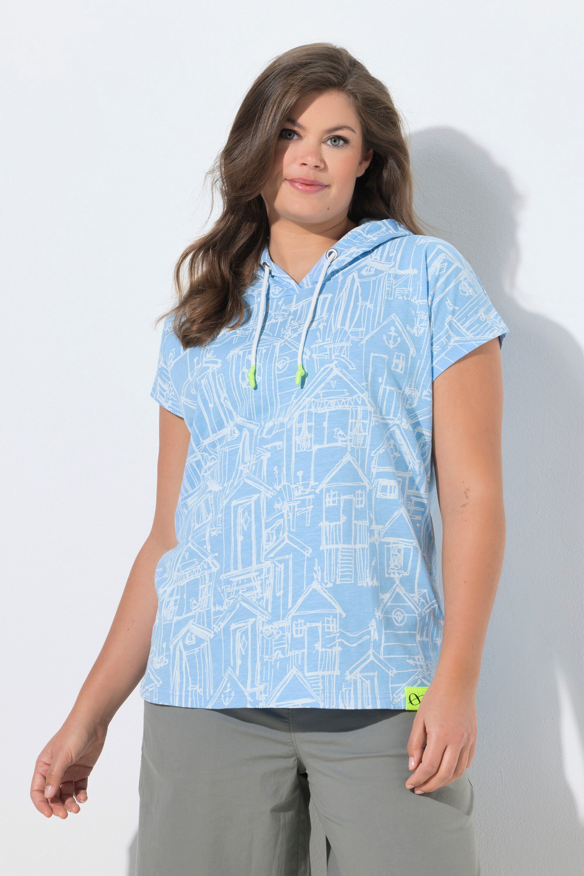 T-Shirt Hoodie-Shirt Kapuze Halbarm