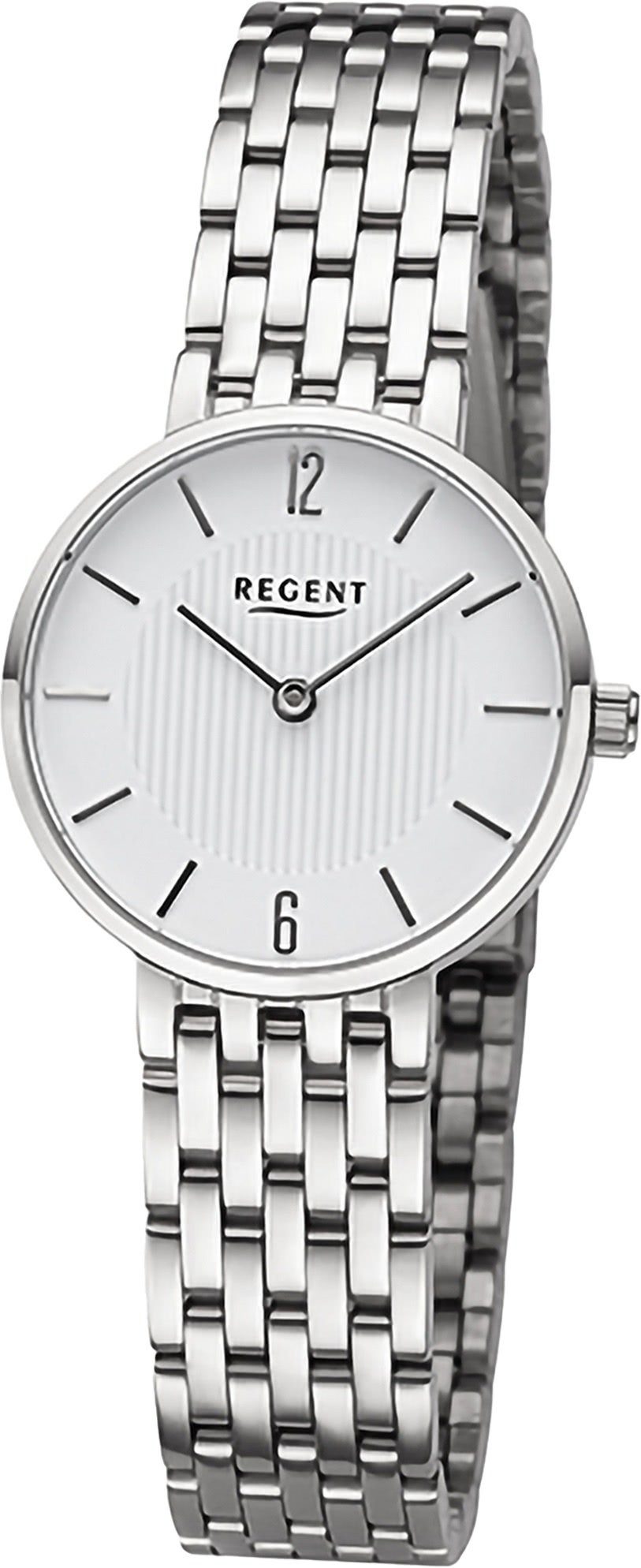 Regent 28mm), Armbanduhr Armbanduhr extra Quarzuhr Damen (ca. Analog, Regent Damen Metallarmband groß rund,