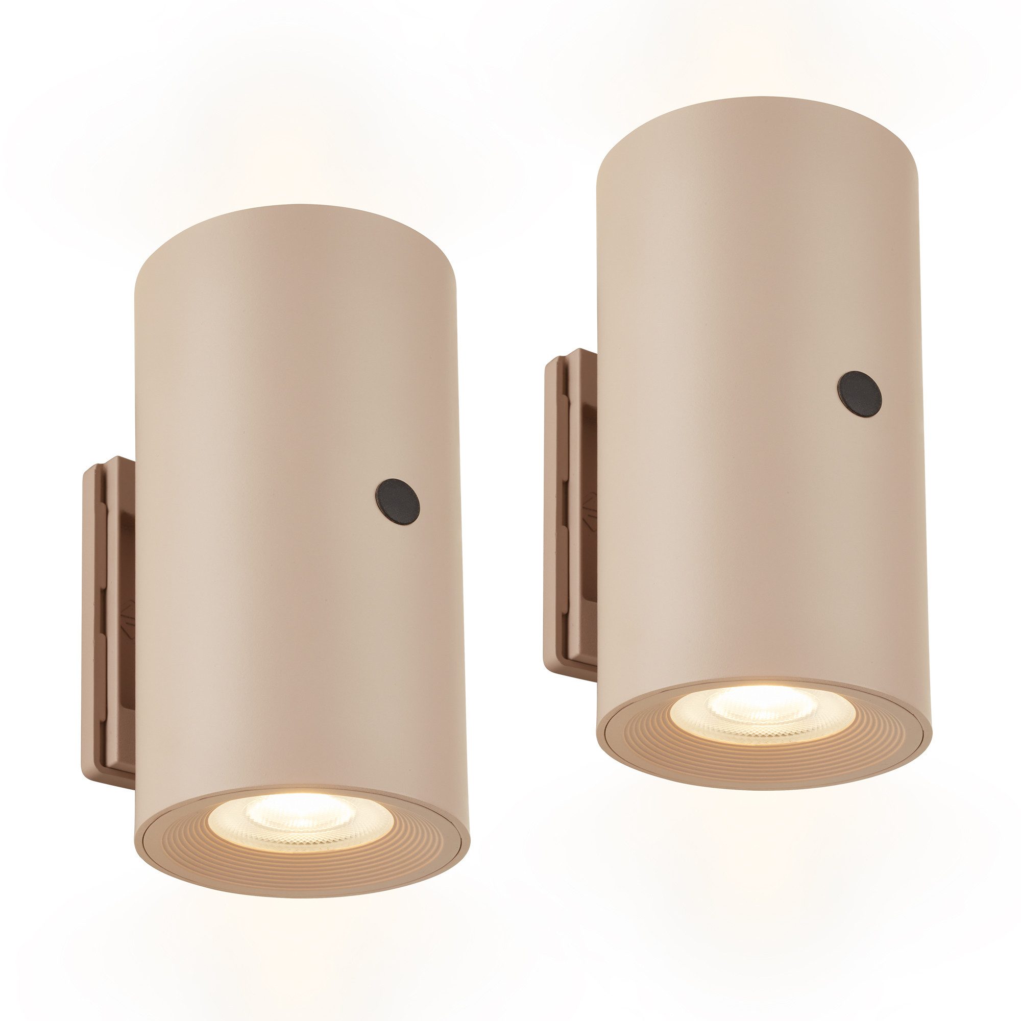 Briloner Leuchten LED Wandleuchte ISY, Dimmfunktion, LED fest integriert, Warmweiß, 6,1 x 12 cm (DxH) Beige 2 W ohne Stromanschluss Flur 2er-Set