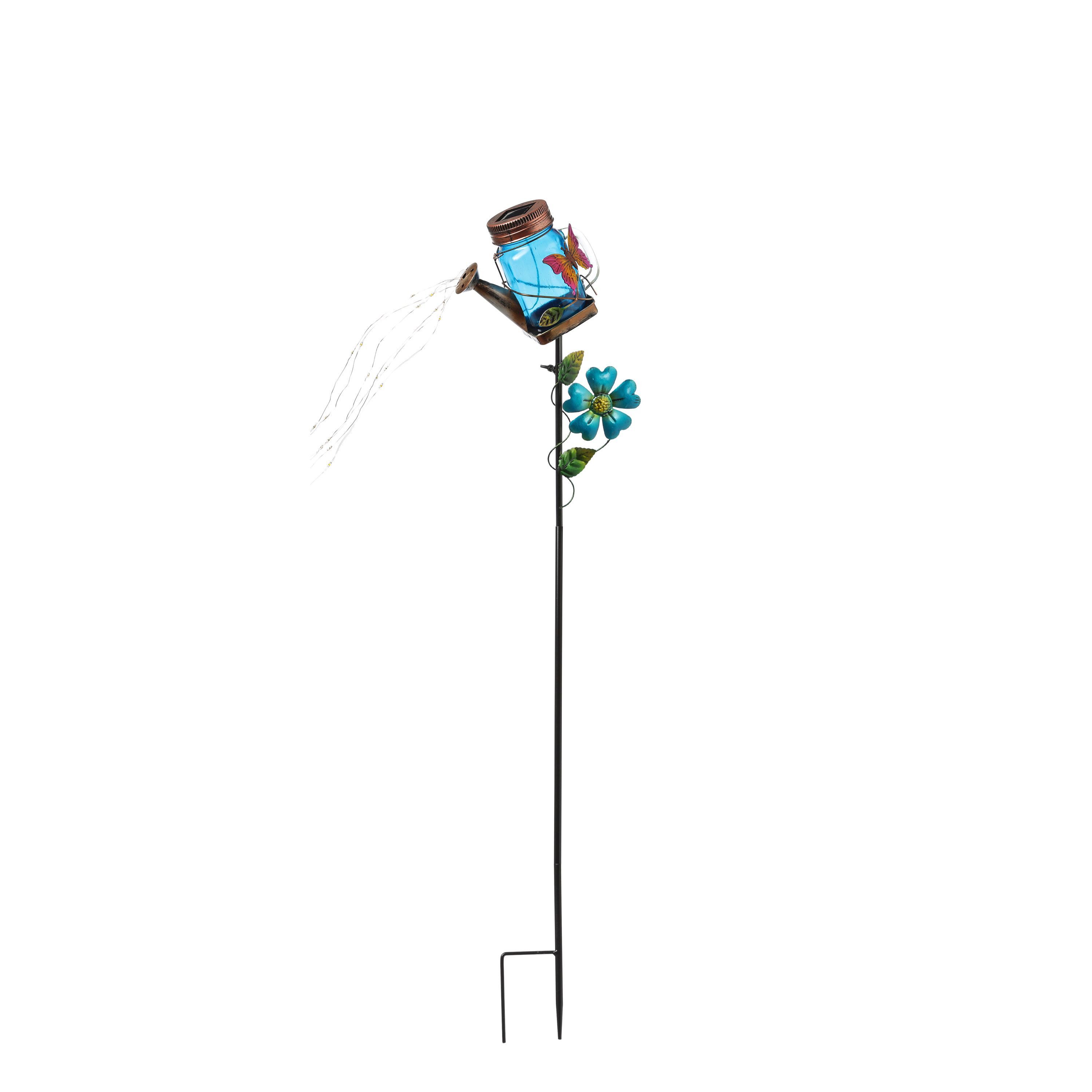 MARELIDA LED Solarleuchte Solar Gießkanne Wasserfalleffekt Gartenstecker Solarglas Schmetterling, LED Classic, warmweiß (2100K bis 3000K) – Bild 4 von 5