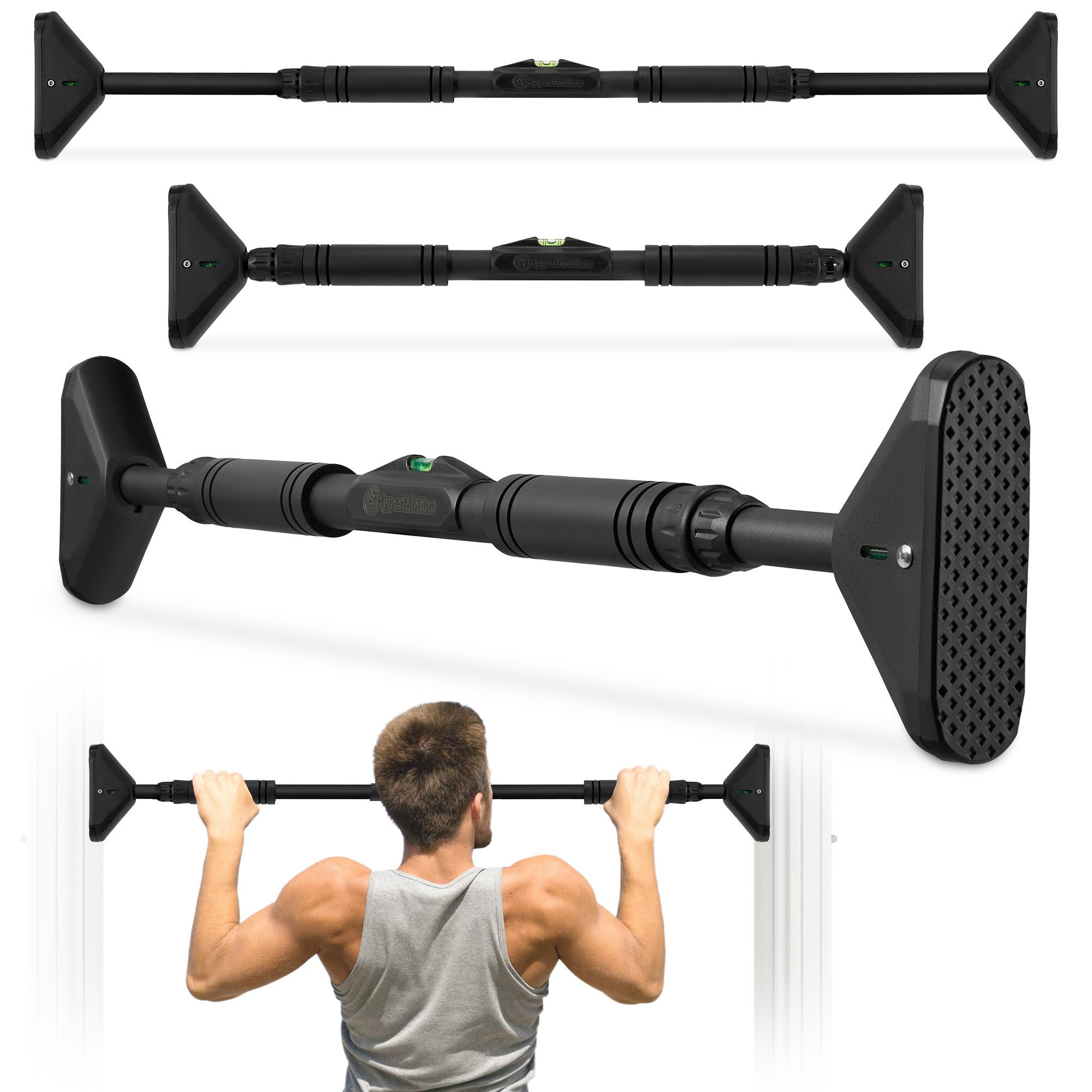 Klimmzugstange HyperMotion Klimmzugstange 70–100 cm, Türrahmen, 200 kg, Schwarz