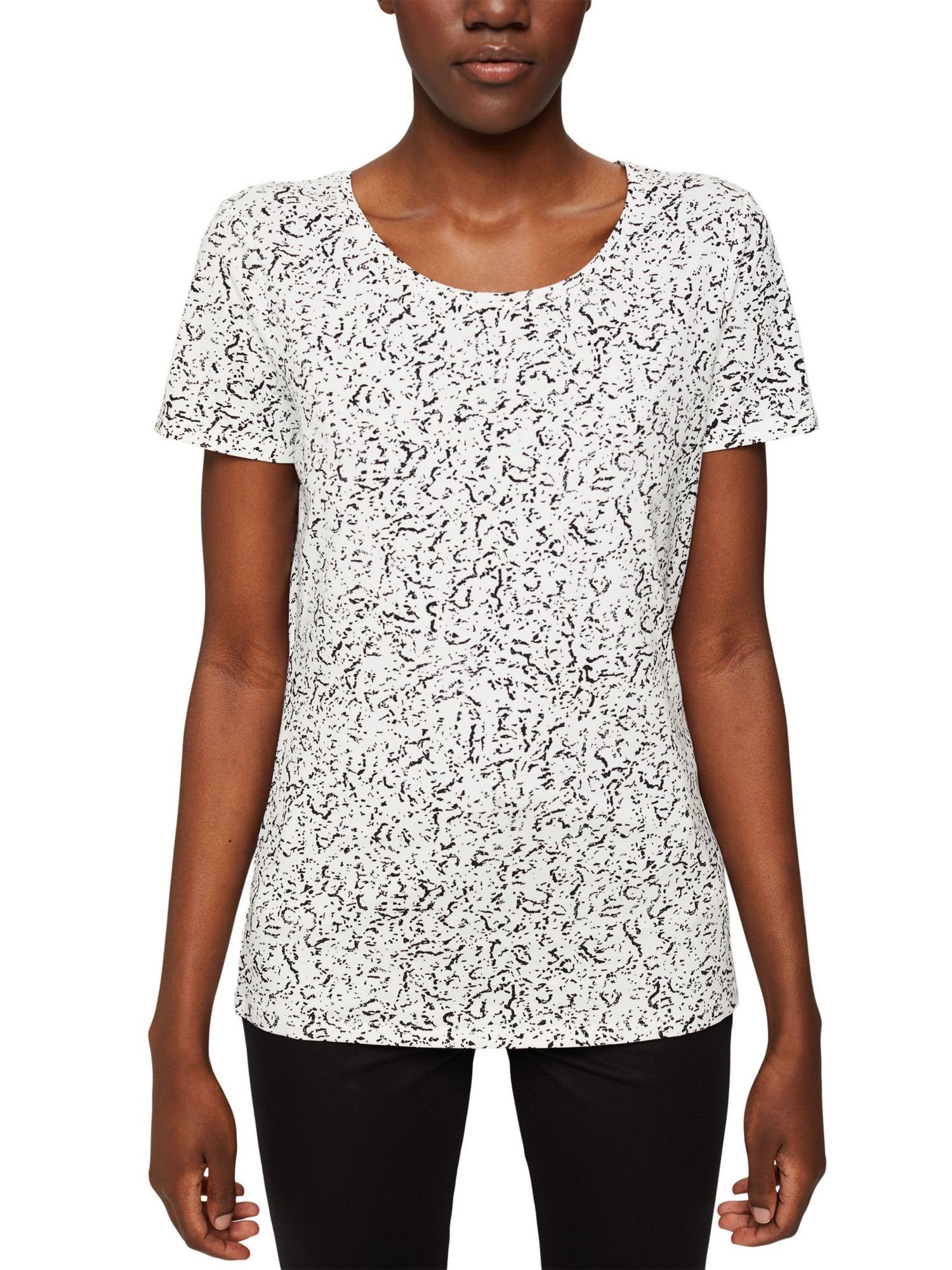 Esprit T-Shirt T-Shirt WHITE aus mit Cotton OFF (1-tlg) Organic Print
