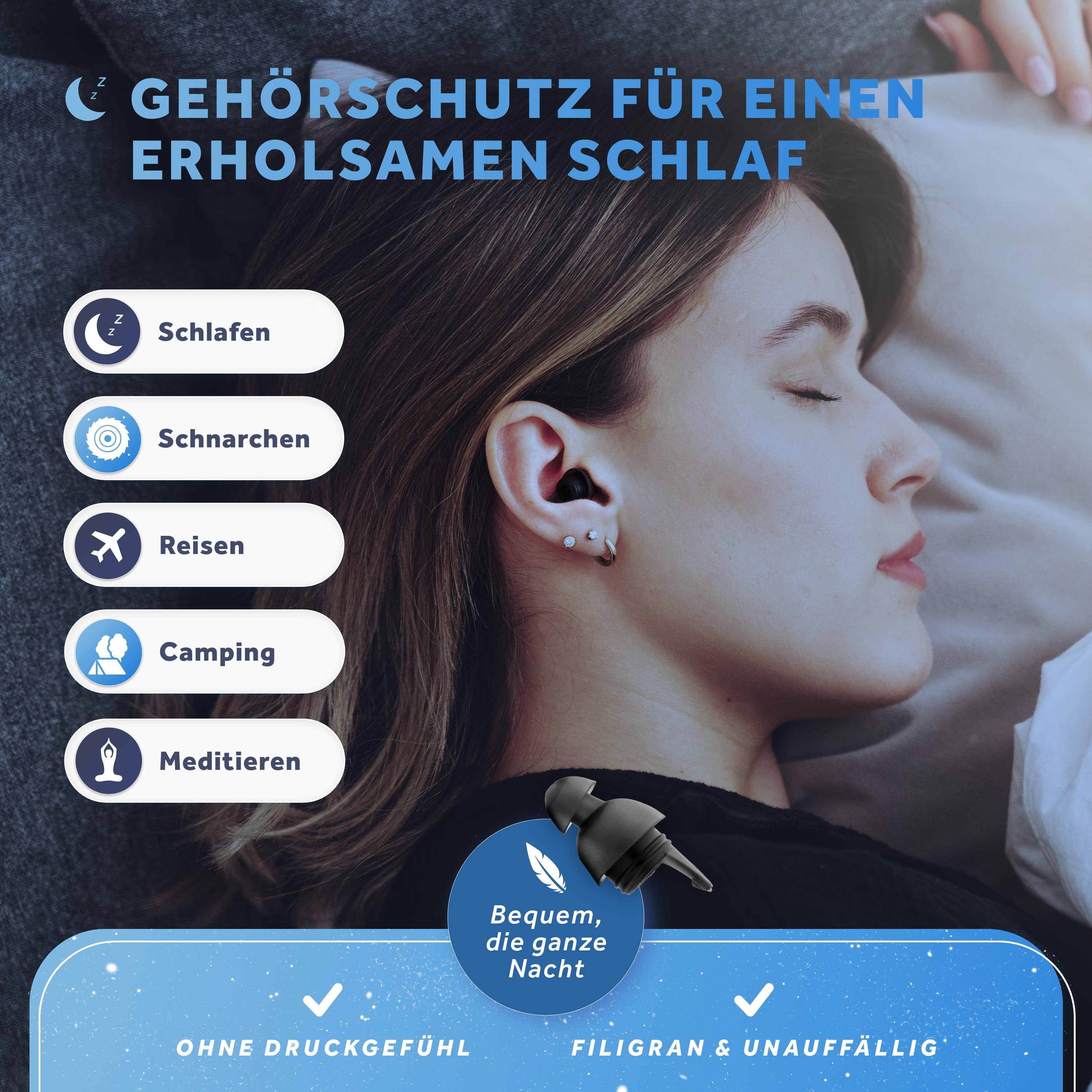 ® SCHALLWERK Ohrstöpsel Sleep+ Schlafen Gehörschutzstöpsel Schallwerk zum