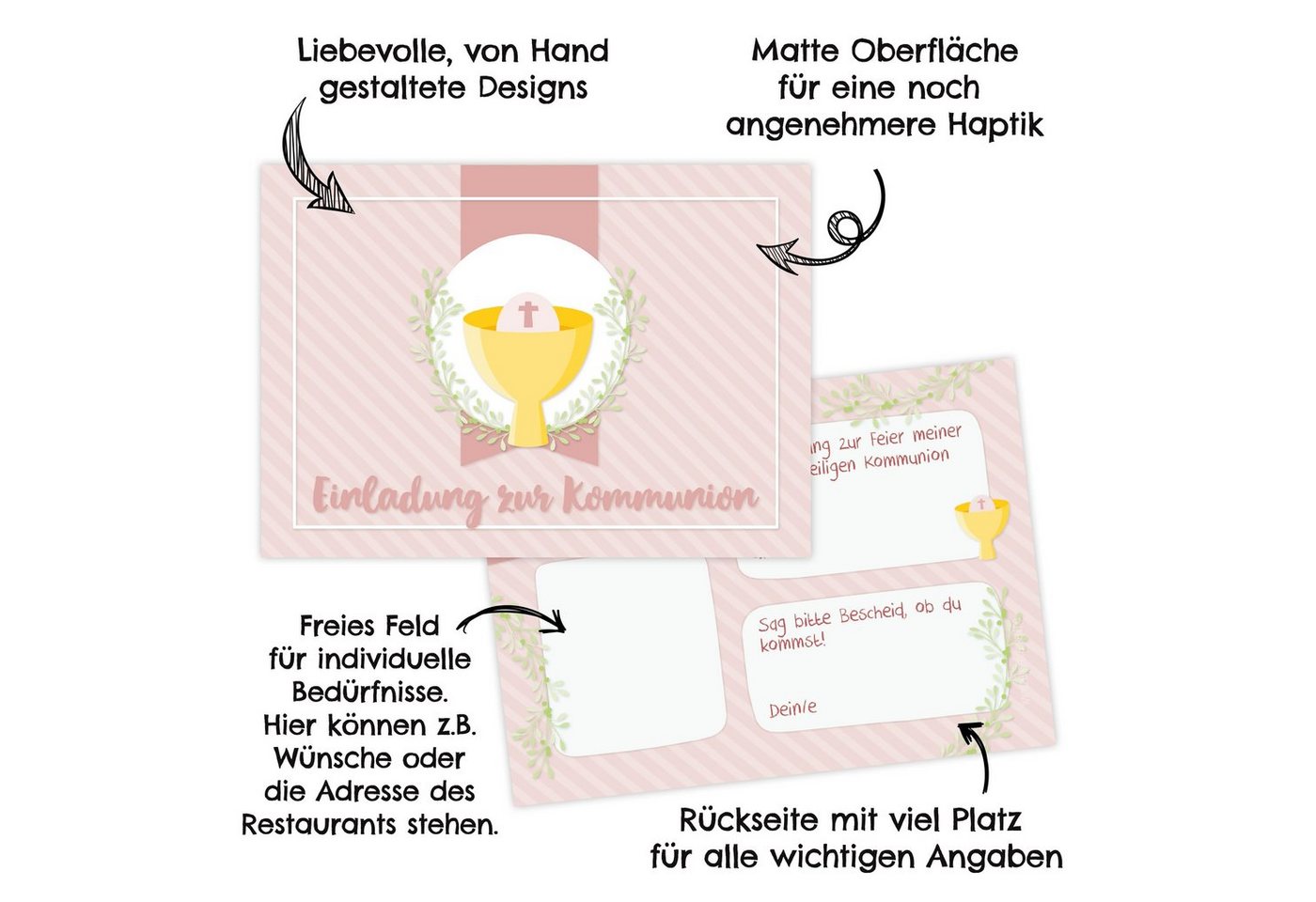 Thumbnail - PAPIERDRACHEN Kommunionskarte 12 Einladungskarten zur Kommunion - Einladung zur Heiligen Kommunion, für Mädchen und Jung...