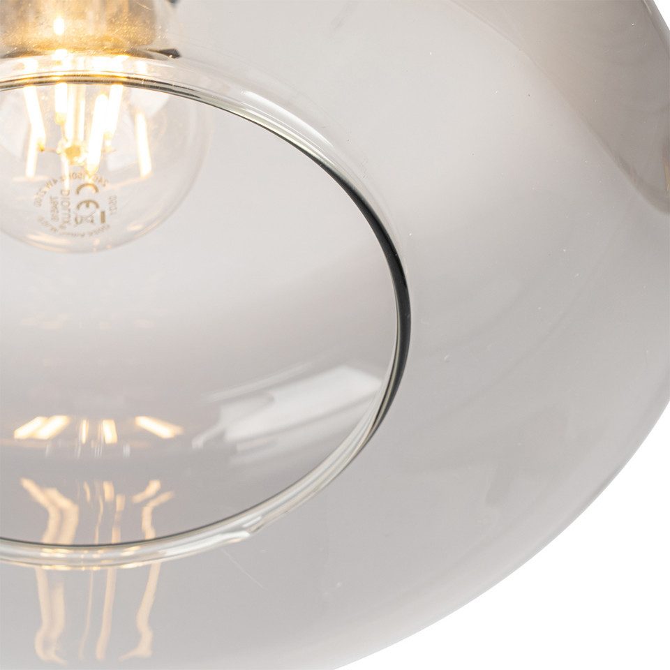 Qazqa Deckenleuchte Bizle, ohne Leuchtmittel, E27, Grau, Art Deco, Glas, 1- günstig online kaufen