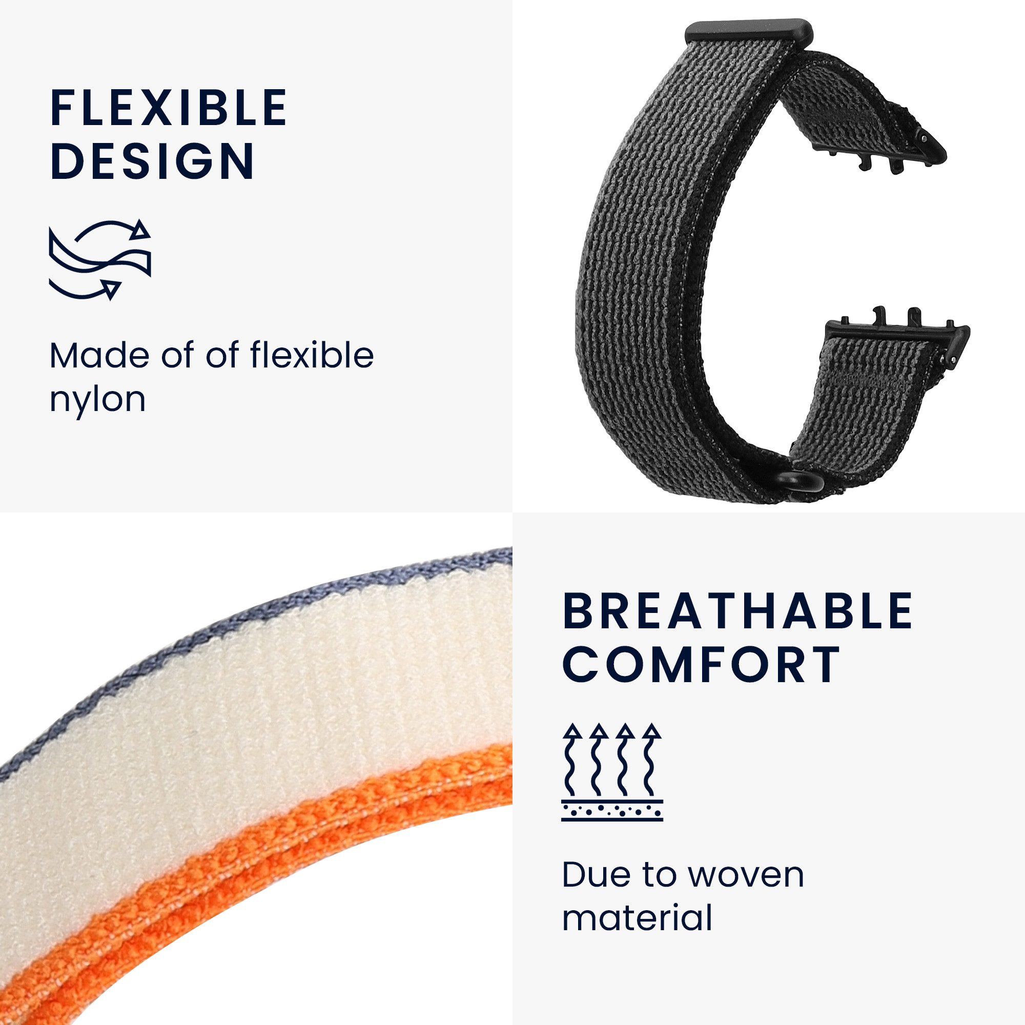 kwmobile 2x Uhrenarmband für Samsung Galaxy Fit 3 Armband Smartwatch, 2-tlg., Fitnesstracker Band Set aus Nylon - Ersatzarmband Smartwatch