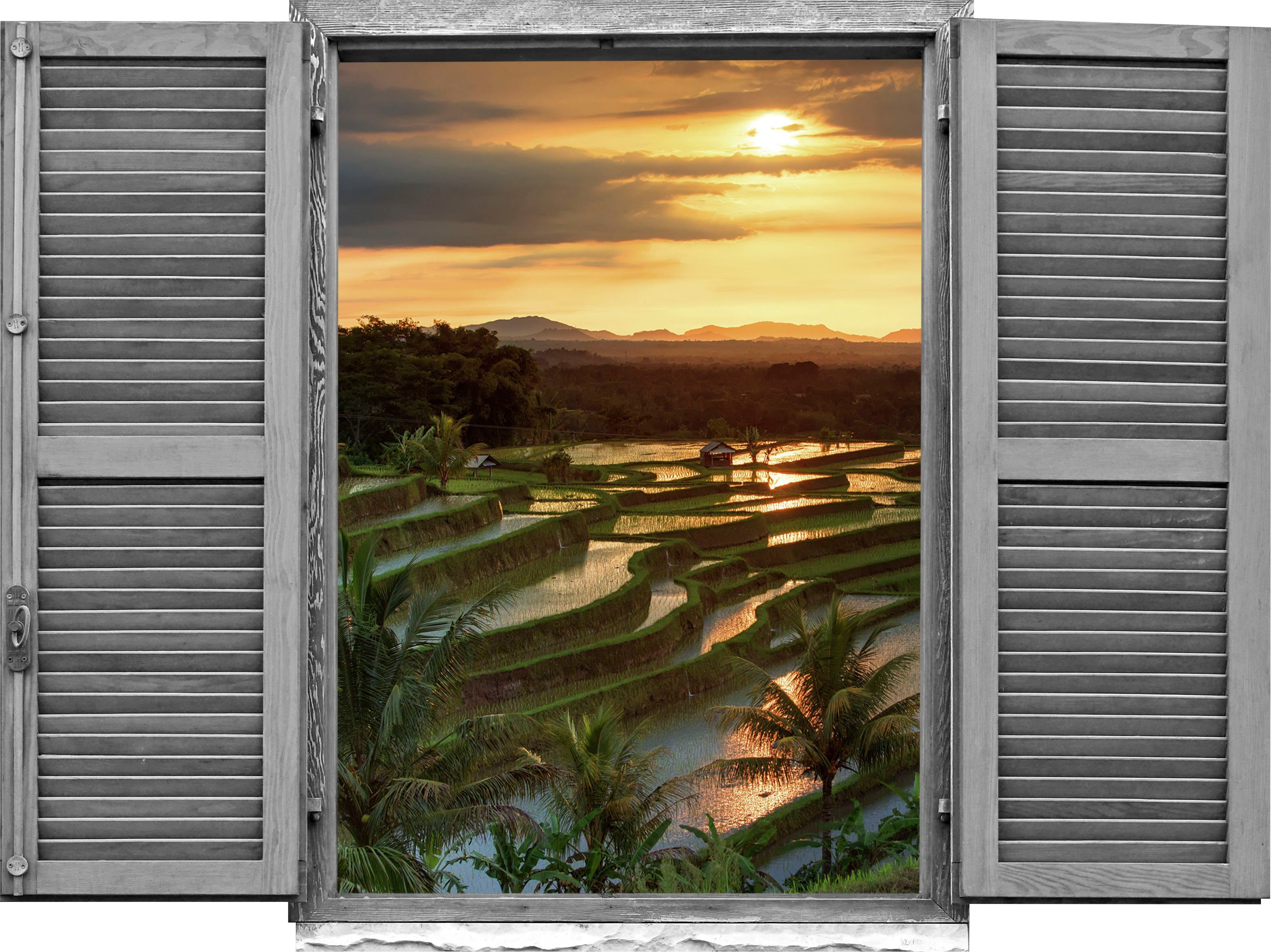 queence Wandtattoo Sonnenuntergang (1 St), Wandsticker, Wandbild, selbstklebend, 3D, Fenster