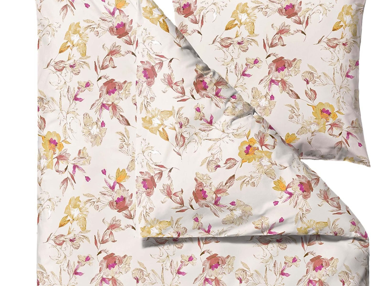 Södahl Bettwäsche Flower Burst, Bio-Baumwolle Satin, 2 teilig, 135x200cm, skandinavischer Blumenlook, Bio-Baumwolle Satin