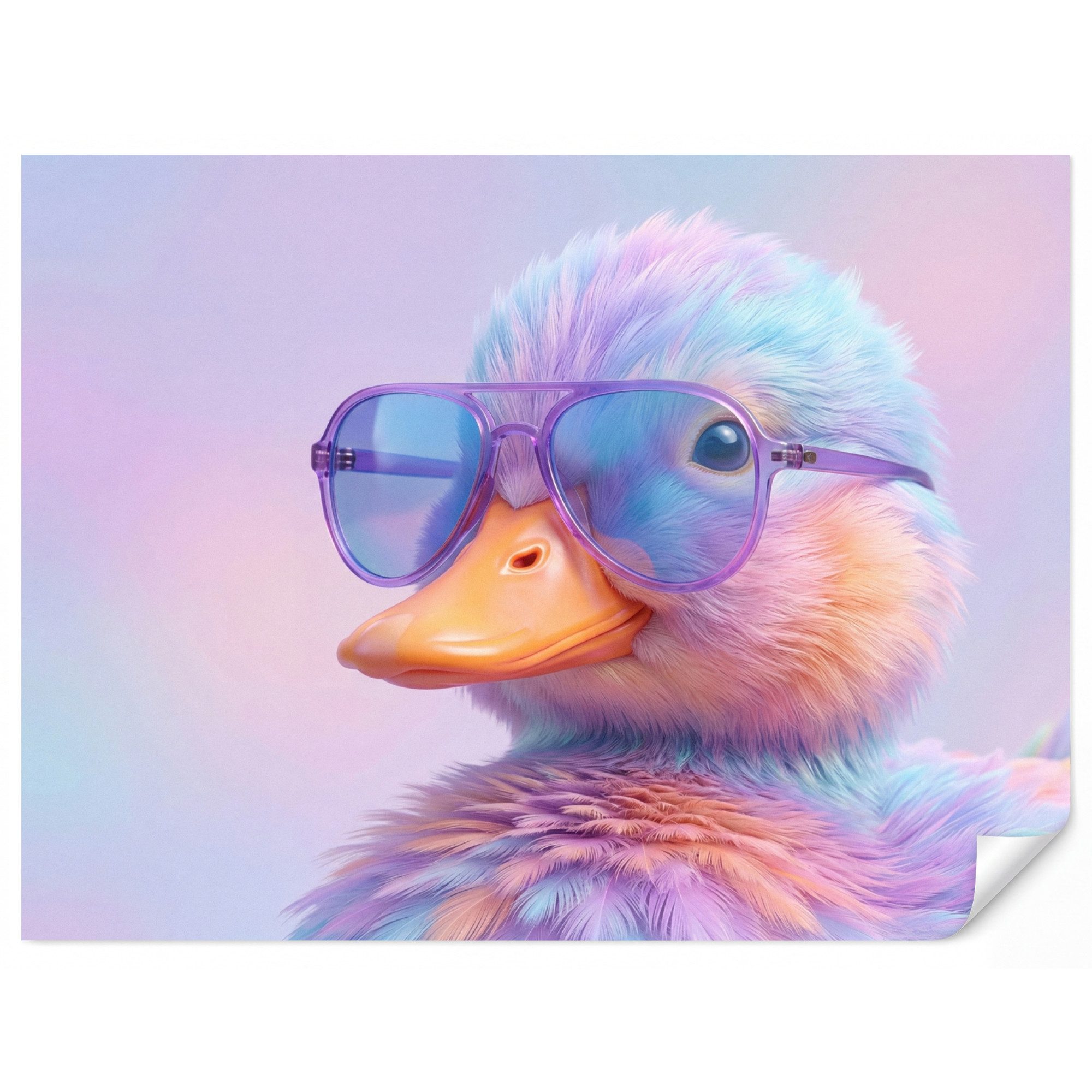 OnlyWow Fototapete Ente - Brille - Pastell, Matt, bedruckt, Wandtapete, Küche, Modern 260x200cm
