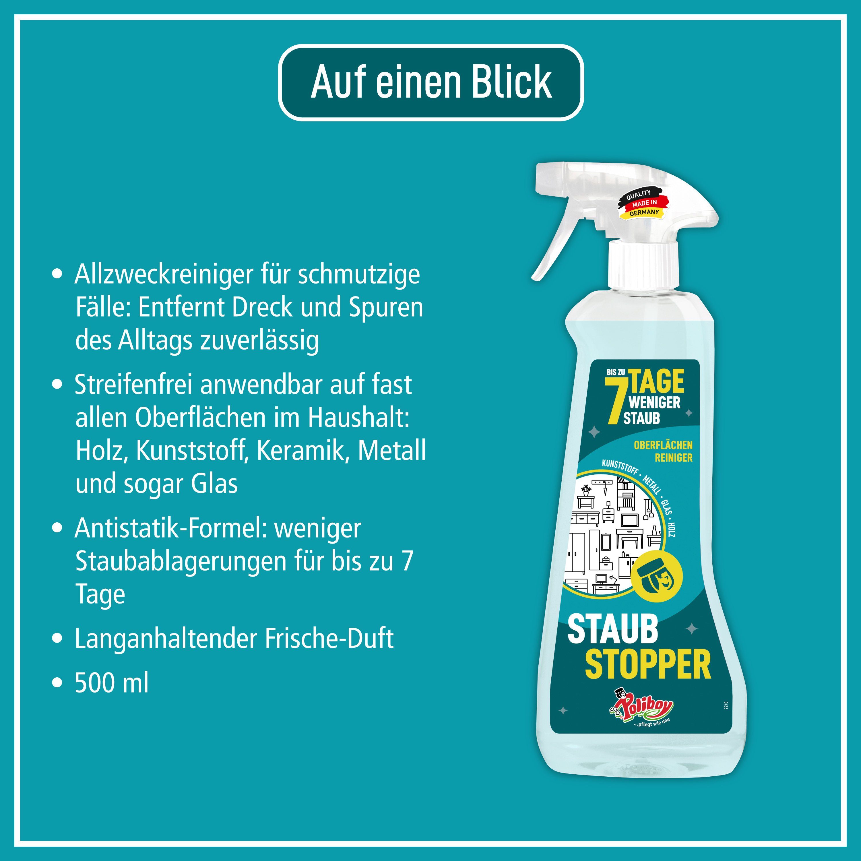 zu ohne (bis Antistatik - für aller - poliboy - - Made ml 500 Germany) Spray Art in 7 Tage - Möbel Staubmeister Staub Reinigungsspray
