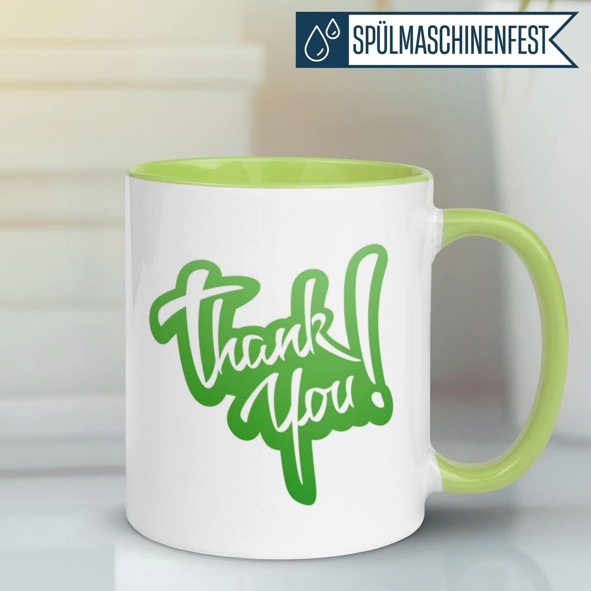 Momentals Tasse Danke – „Einfach mal ein Thank You“ – Dankeschön Geschenke, Gratis Versand · Links-&Rechtshänder · Spülmaschinenfest