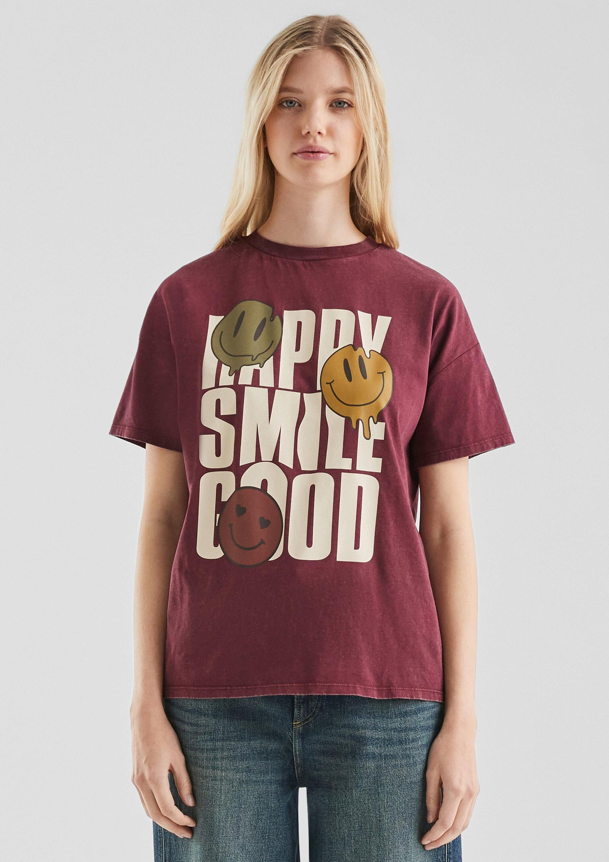 QS Kurzarmshirt T-Shirt Gewaschenes Printshirt günstig online kaufen