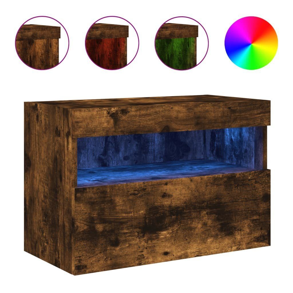 vidaXL TV-Wand TV-Wandschrank mit LED-Leuchten Räuchereiche günstig online kaufen