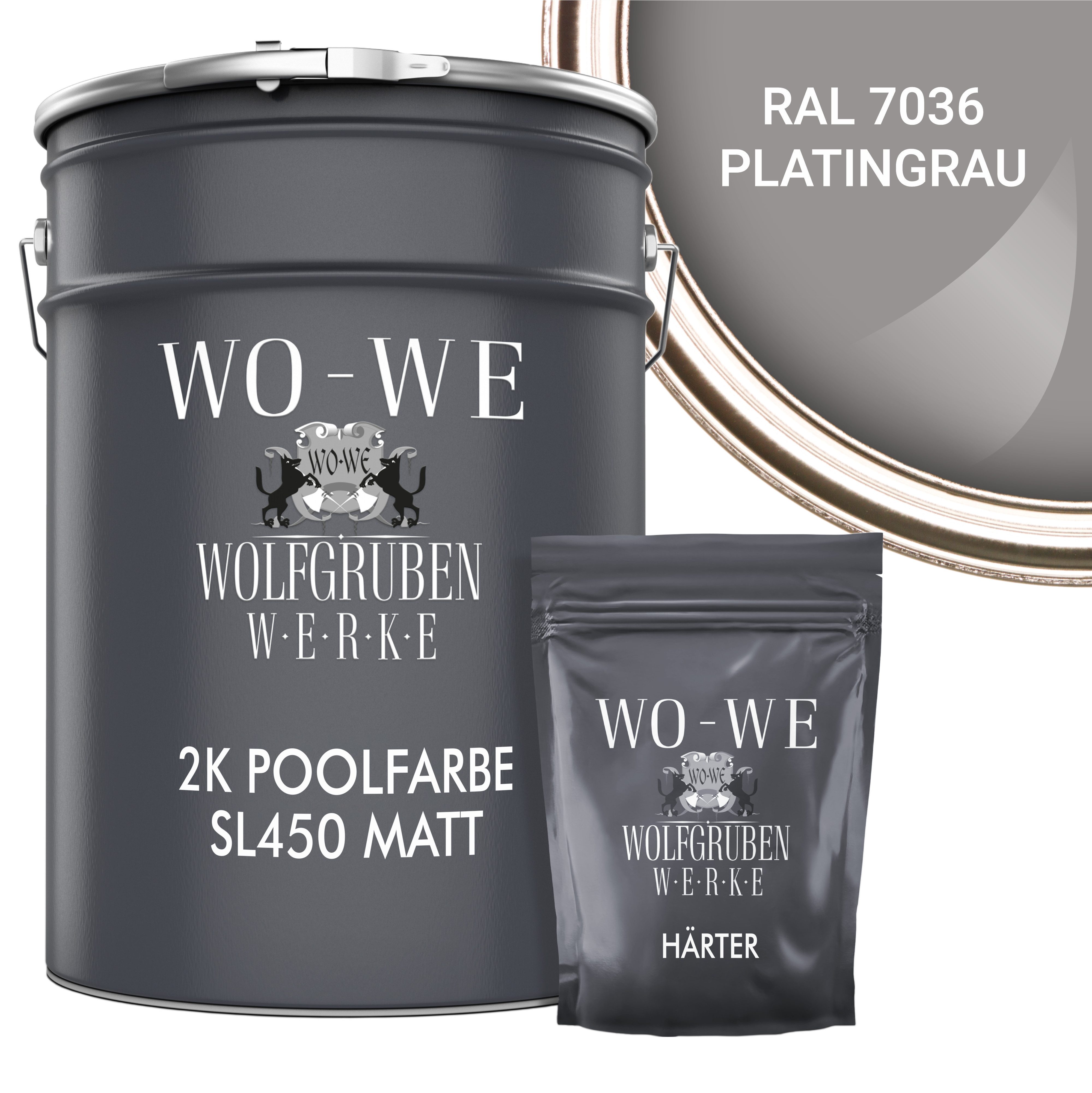 WO-WE Lack 2K Poolfarbe Poolbeschichtung Schwimmbadfarbe SL450 Matt, 2,5–20 kg, MATTE, Epoxidharz