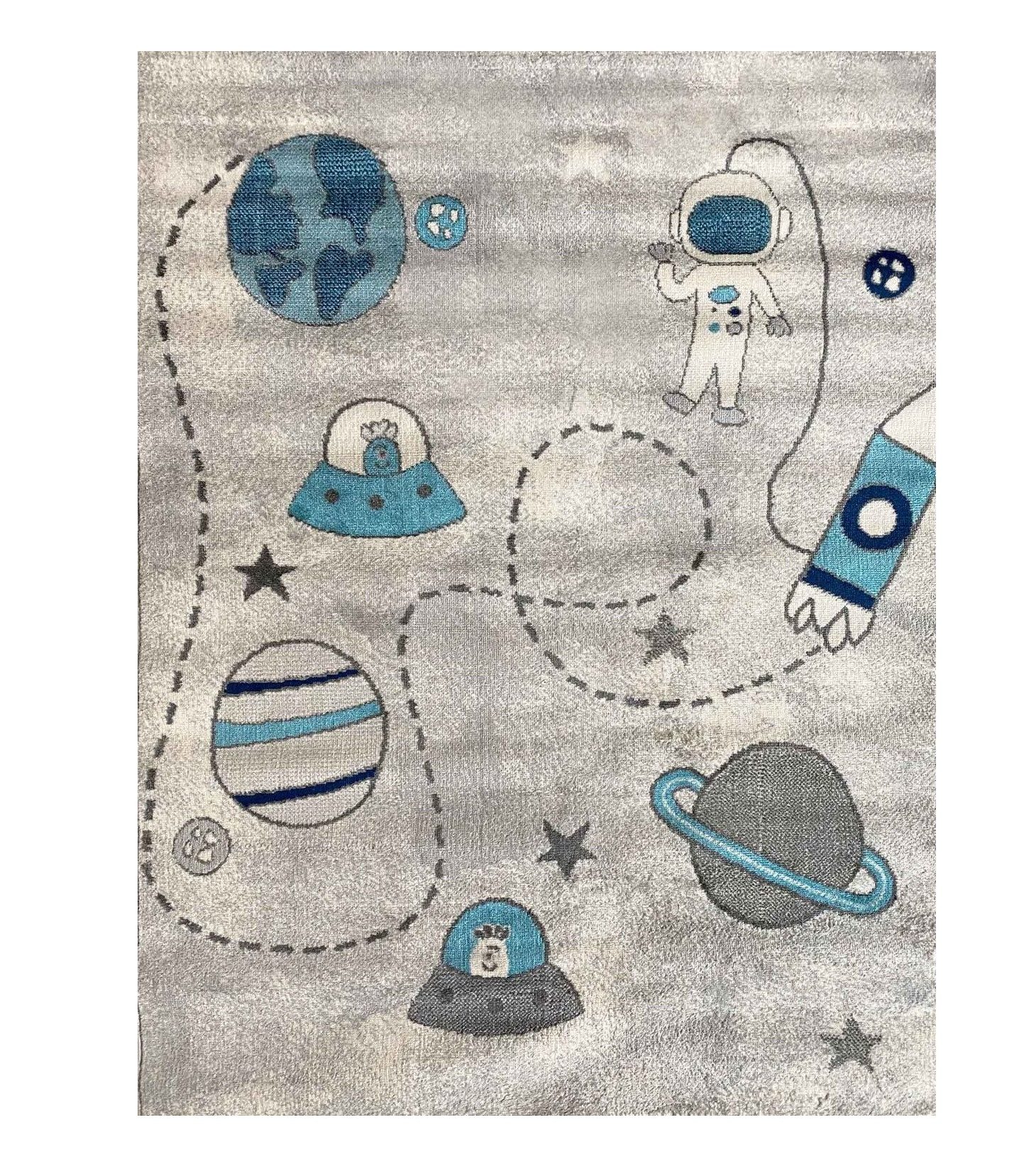 Vimoda Kinderteppich Astronaut in Grau und Blau, Rechteckig, Läufer mit Wel günstig online kaufen