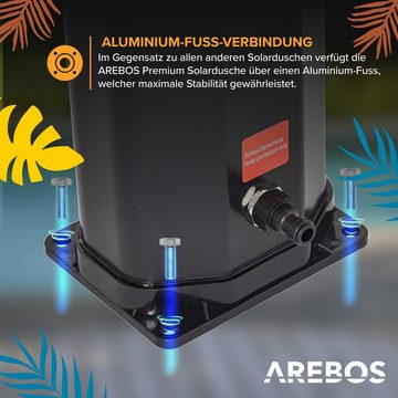 Arebos Solardusche 35L mit Handbrause&Thermometer Schwarz/golden (Set, mit Bodenplatte)