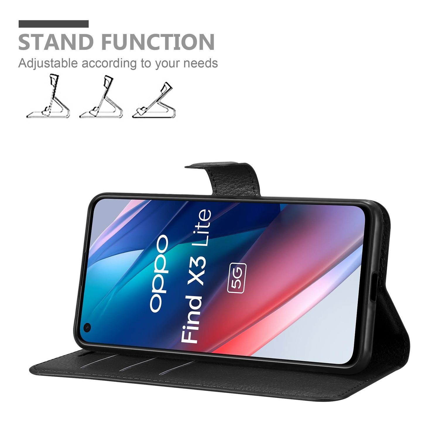 Cadorabo Handyhülle für Oppo FIND X3 LITE Hülle Oppo FIND X3 LITE, Hülle Schutzhülle mit Standfunktion, Kartenfach und Magnetverschluss