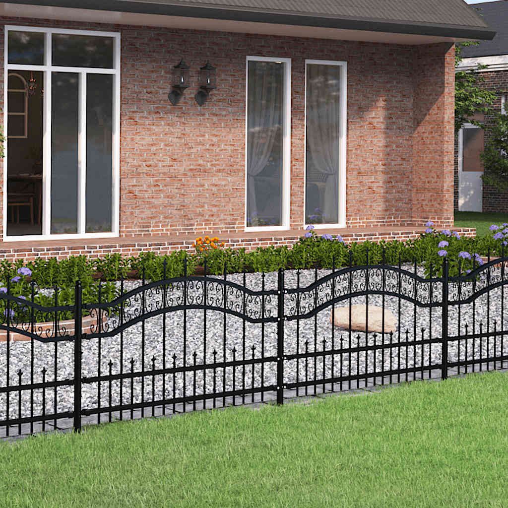 furnicato Zaun Gartenzaun Kampen 240x118 cm Schwarz Pulverbeschichteter Stahl, (1-St)