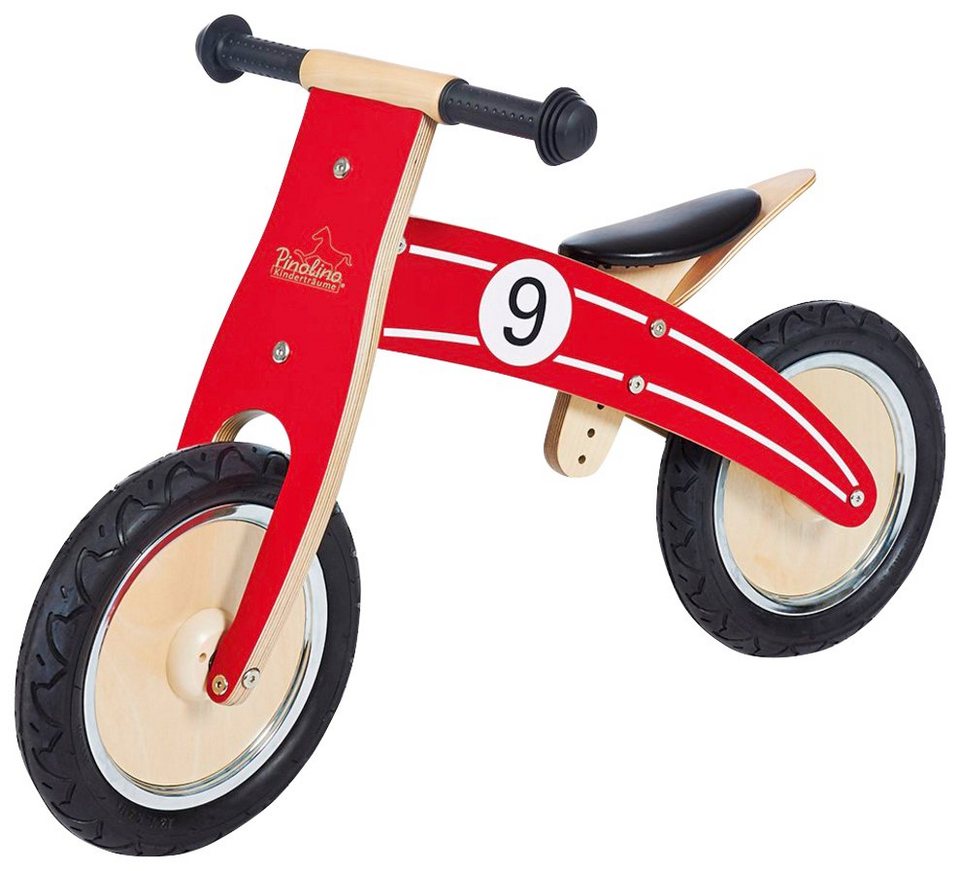 Pinolino® Laufrad Nico, für Kinder von 2-5 Jahren, Massiv: Birke, rot und  klar lackiert, BxTxH: 38x85x55 cm