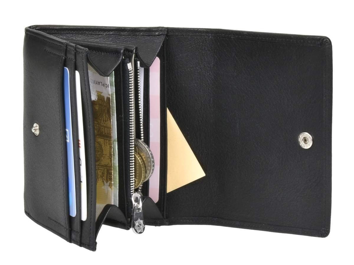 11,5x9,5cm, Geldbörse Sonnenleder Portemonnaie, sehr Querformat Damenbörse, edel schwarz Seeve,