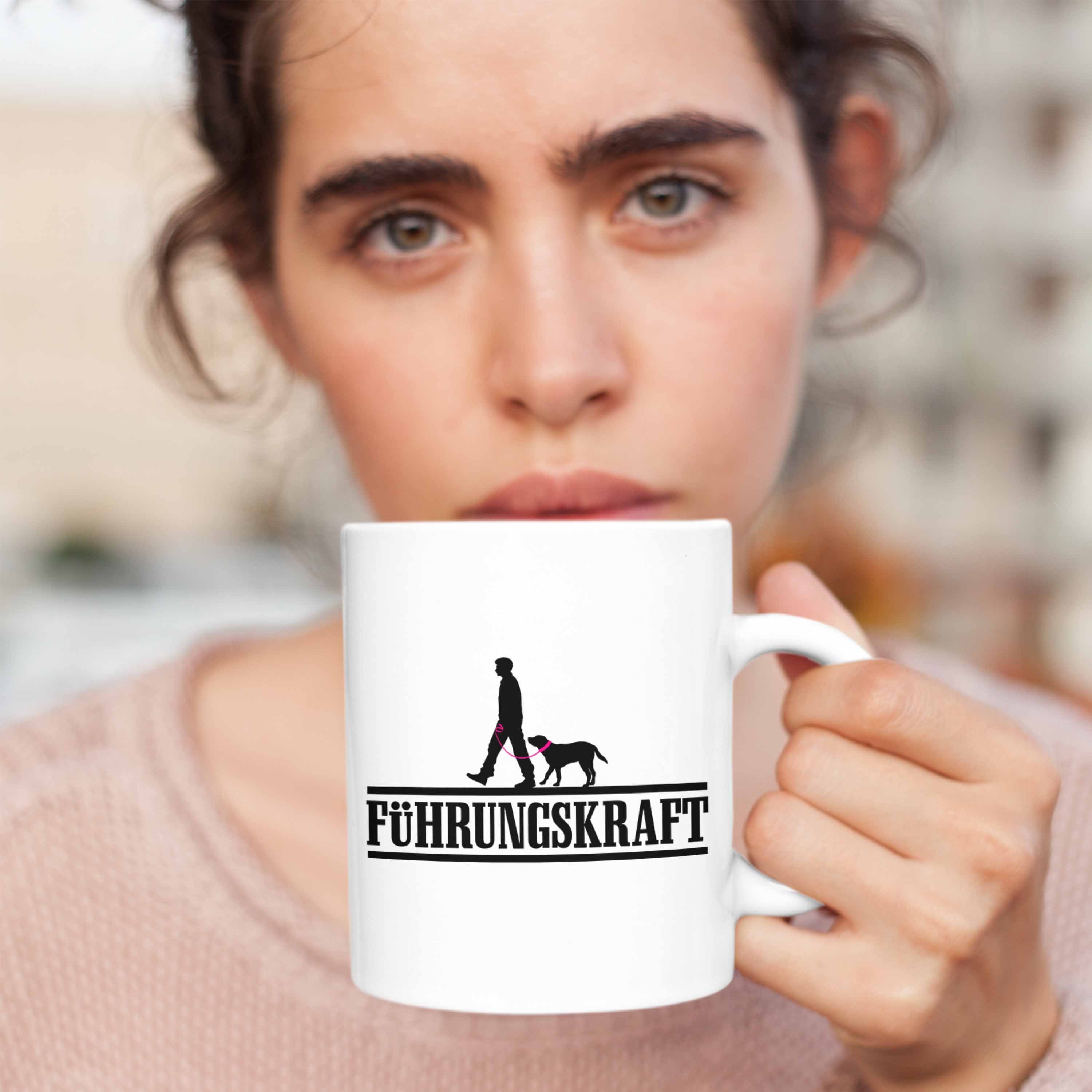 Weiss Tasse Gehen Hunde Tasse Hundebesitzerin Geschenk - Führungskraft Gassi Trendation Hundebesitzer Trendation Herrchen Tasse