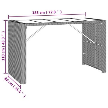 furnicato Garten-Essgruppe 9-tlg. Gartenbar-Set mit Kissen Grau Poly Rattan