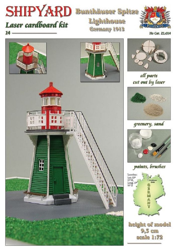 Krick Modellbausatz Shipyard Leuchtturm Bunthauser Spitze Lighthouse Germany 1913 1:72 Las