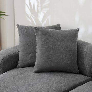 HAUSS SPLOE Sofa modernes Design, 3-Sitzer-Sofa mit Dekokissen, Armlehnen, Grau