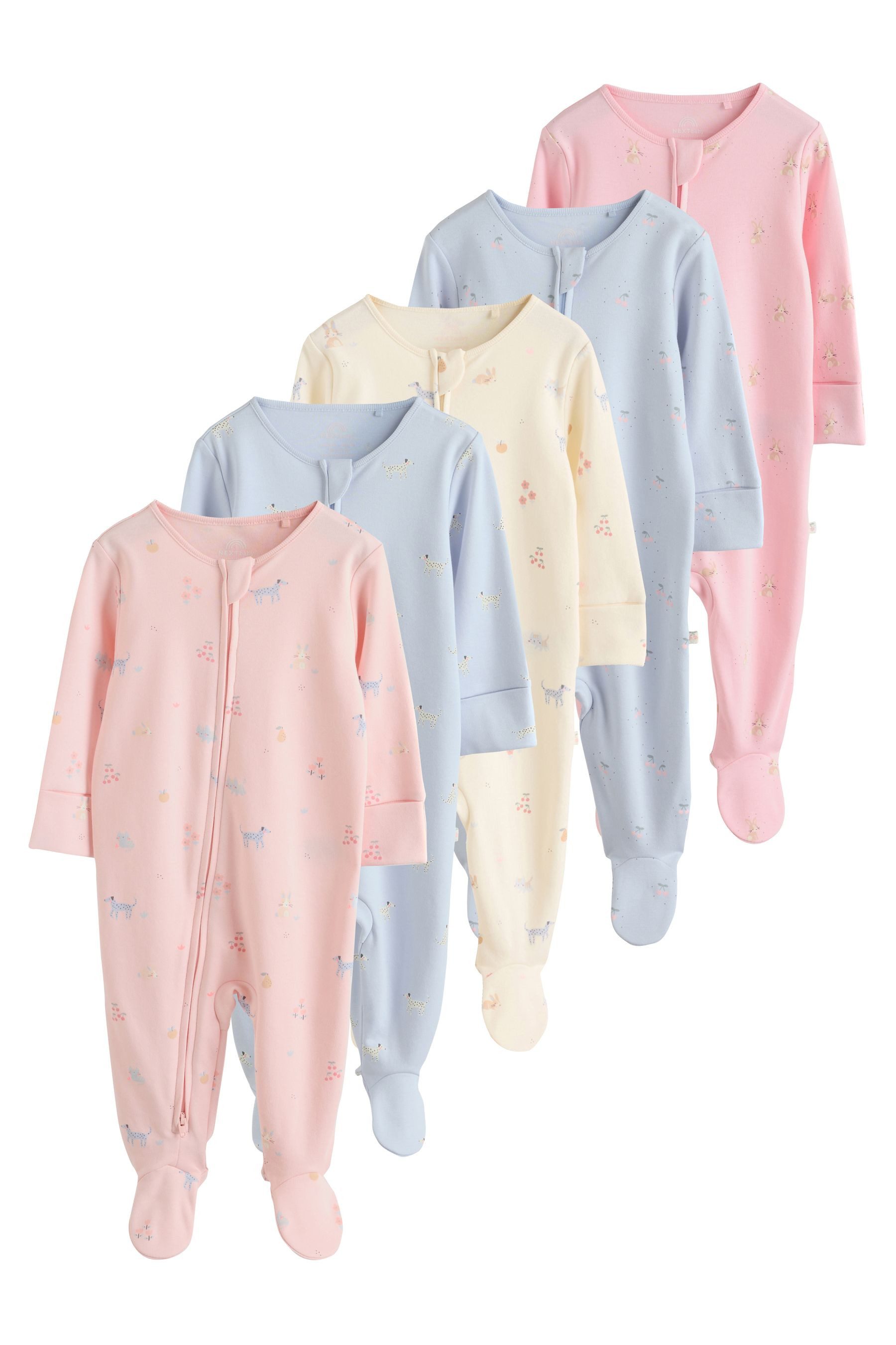 Schlafoverall Babyschlafanzüge mit Zweiwege-RV, 5er-Pack