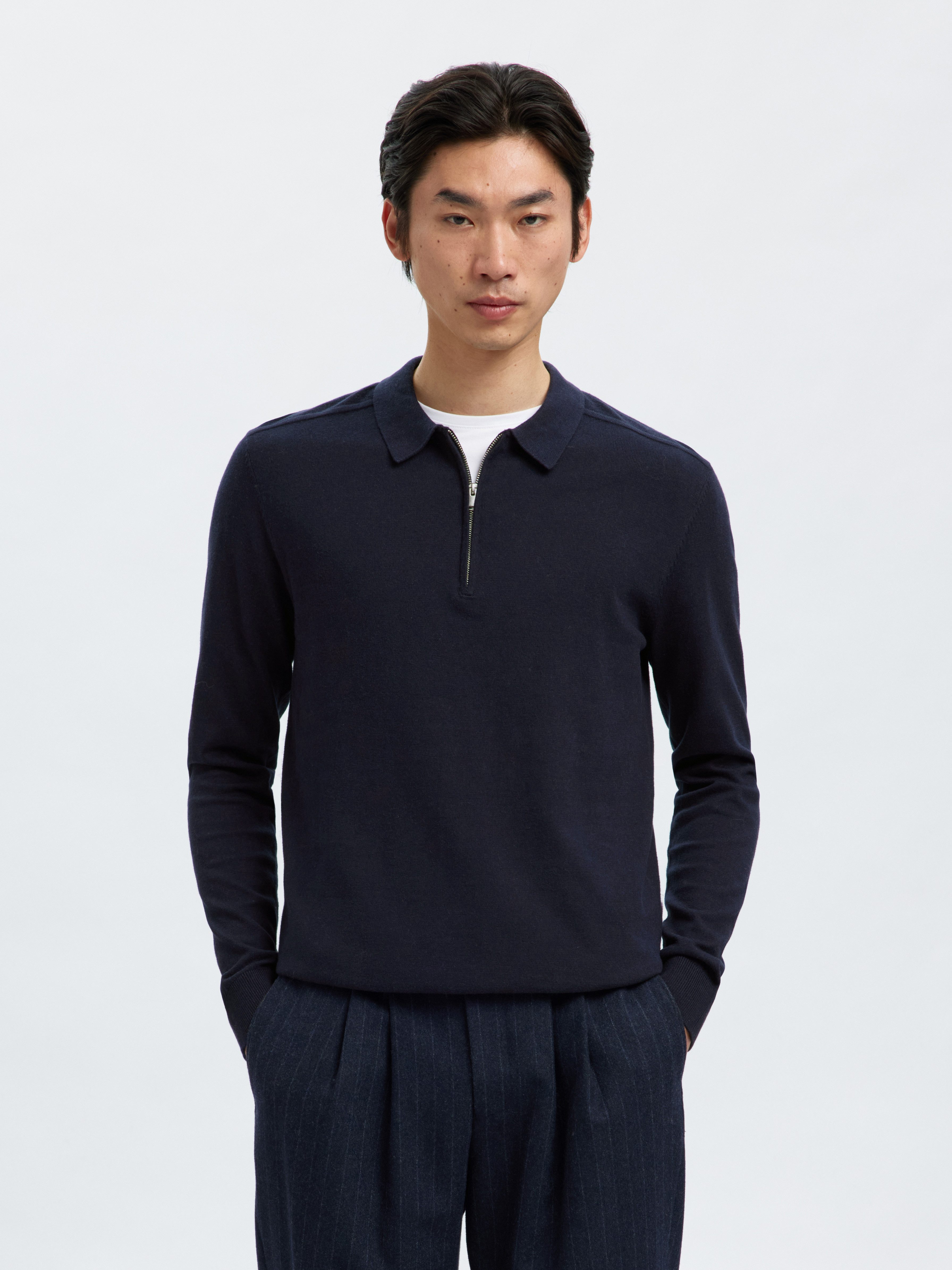 Selected Polokragenpullover SLHBERG LS HALF ZIP günstig online kaufen